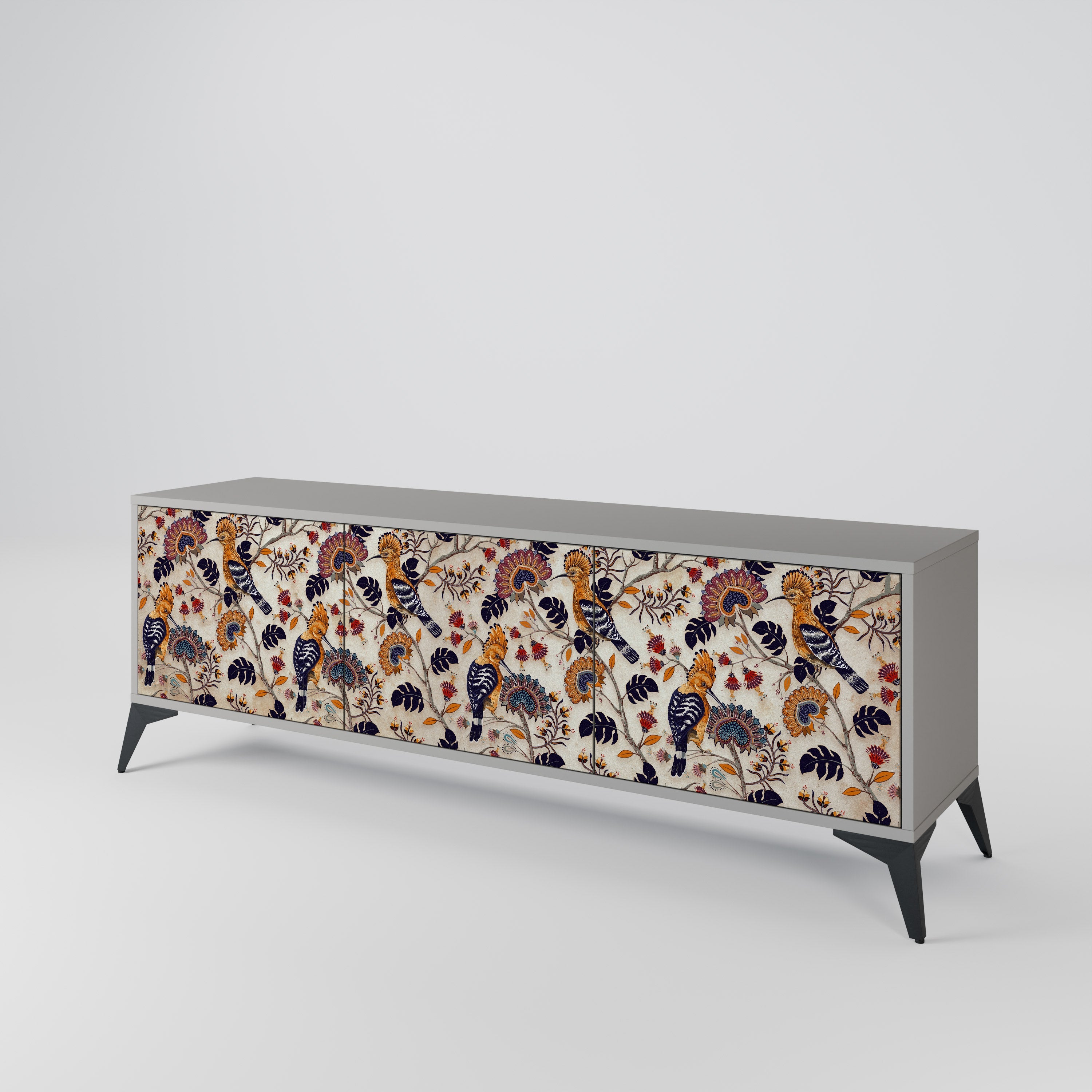 EMINENT HOOPOE 3-Door TV Stand in Grey Finish