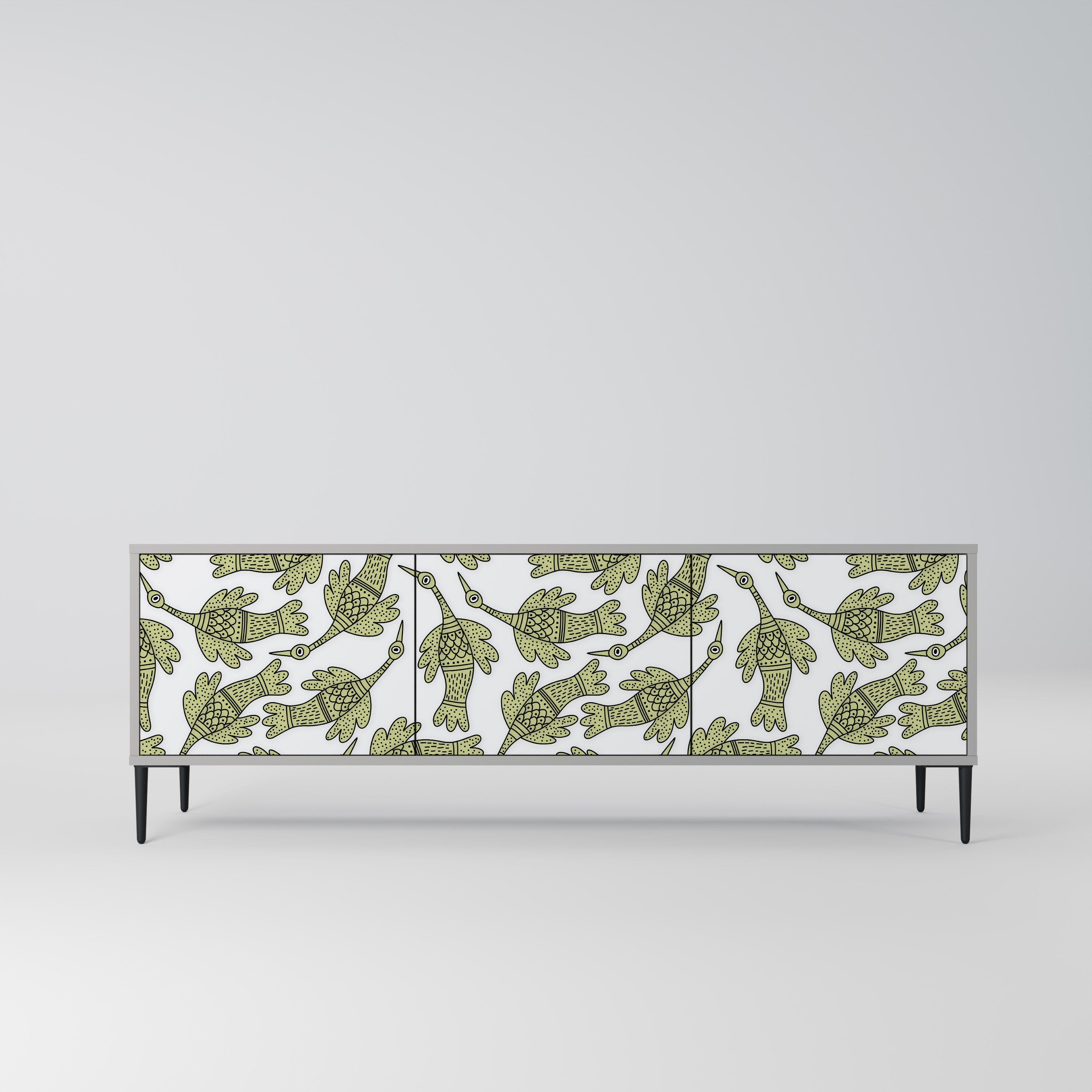 SEEDLING SONGBIRD 3-Door TV Stand in Grey Finish