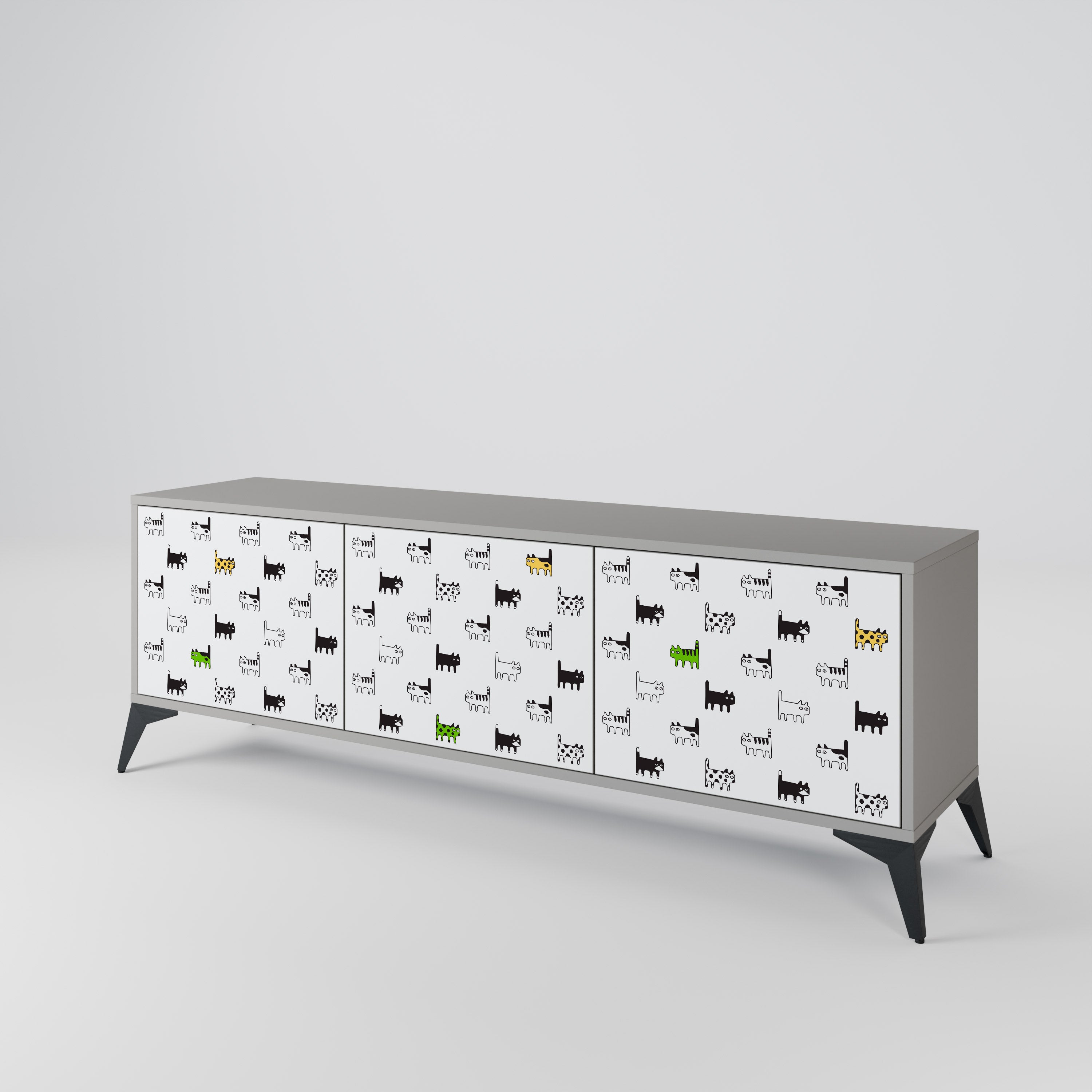 CATS COMPILATION 3-Door TV Cabinet