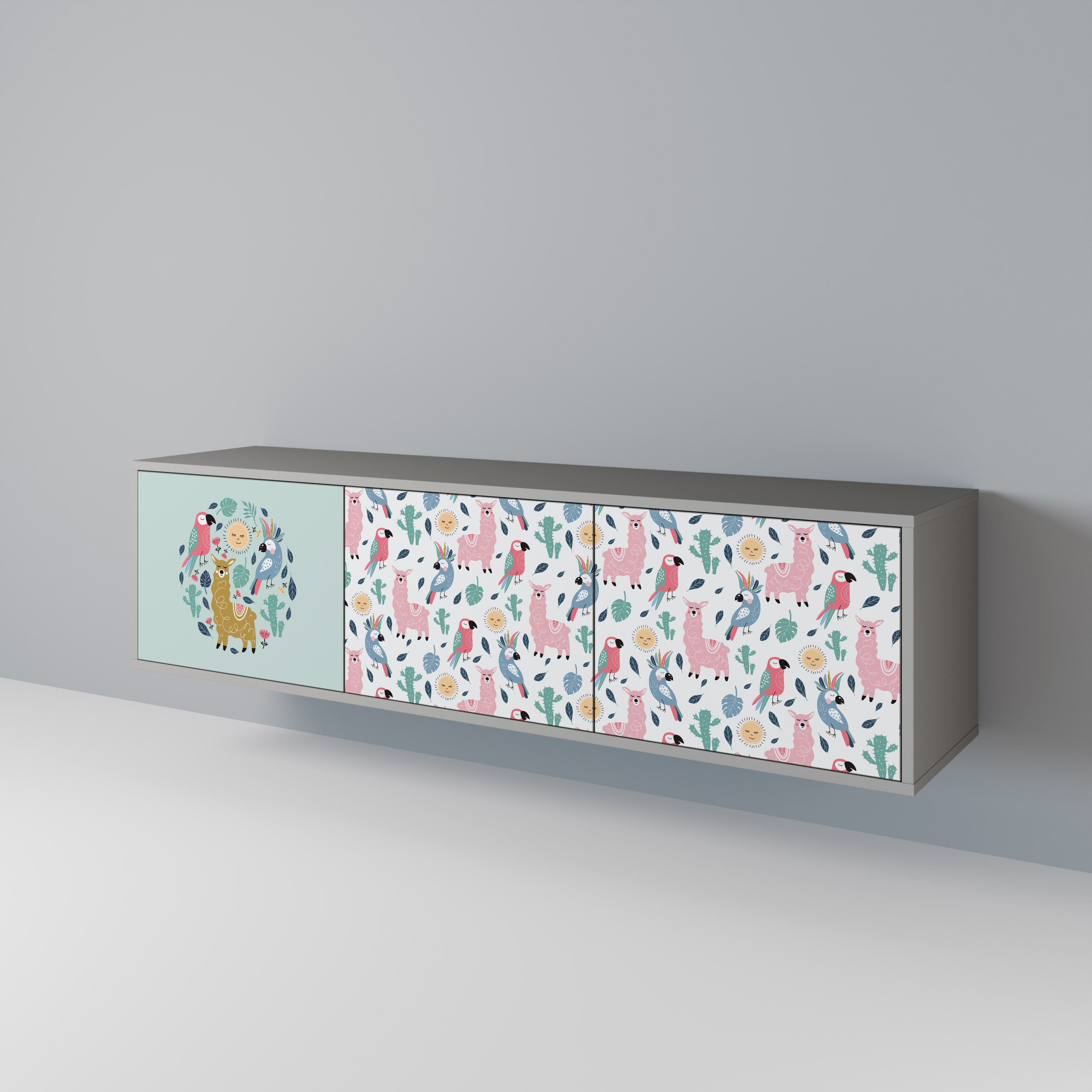 COLORFUL ALPACAS 3-Door TV Cabinet