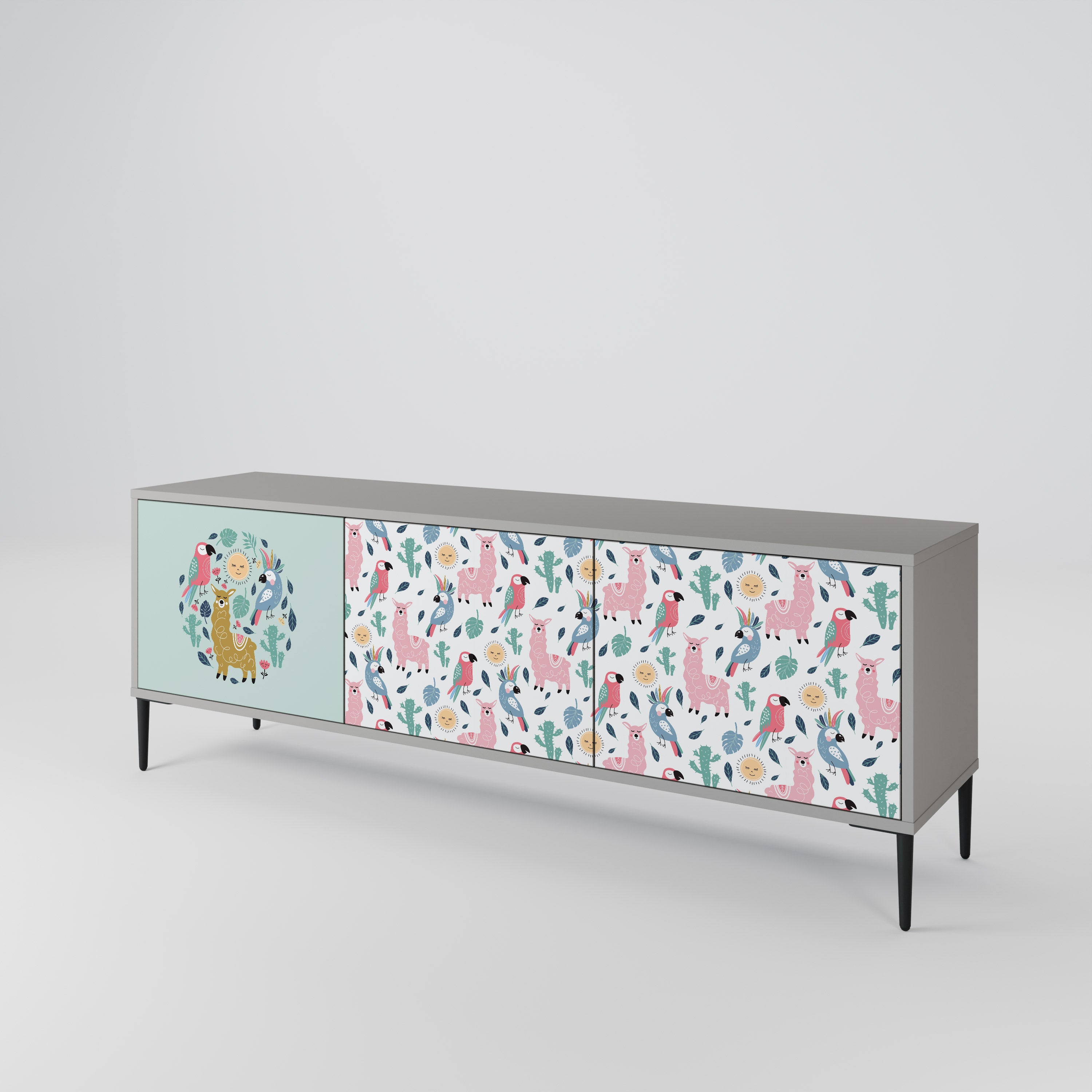 COLORFUL ALPACAS 3-Door TV Cabinet
