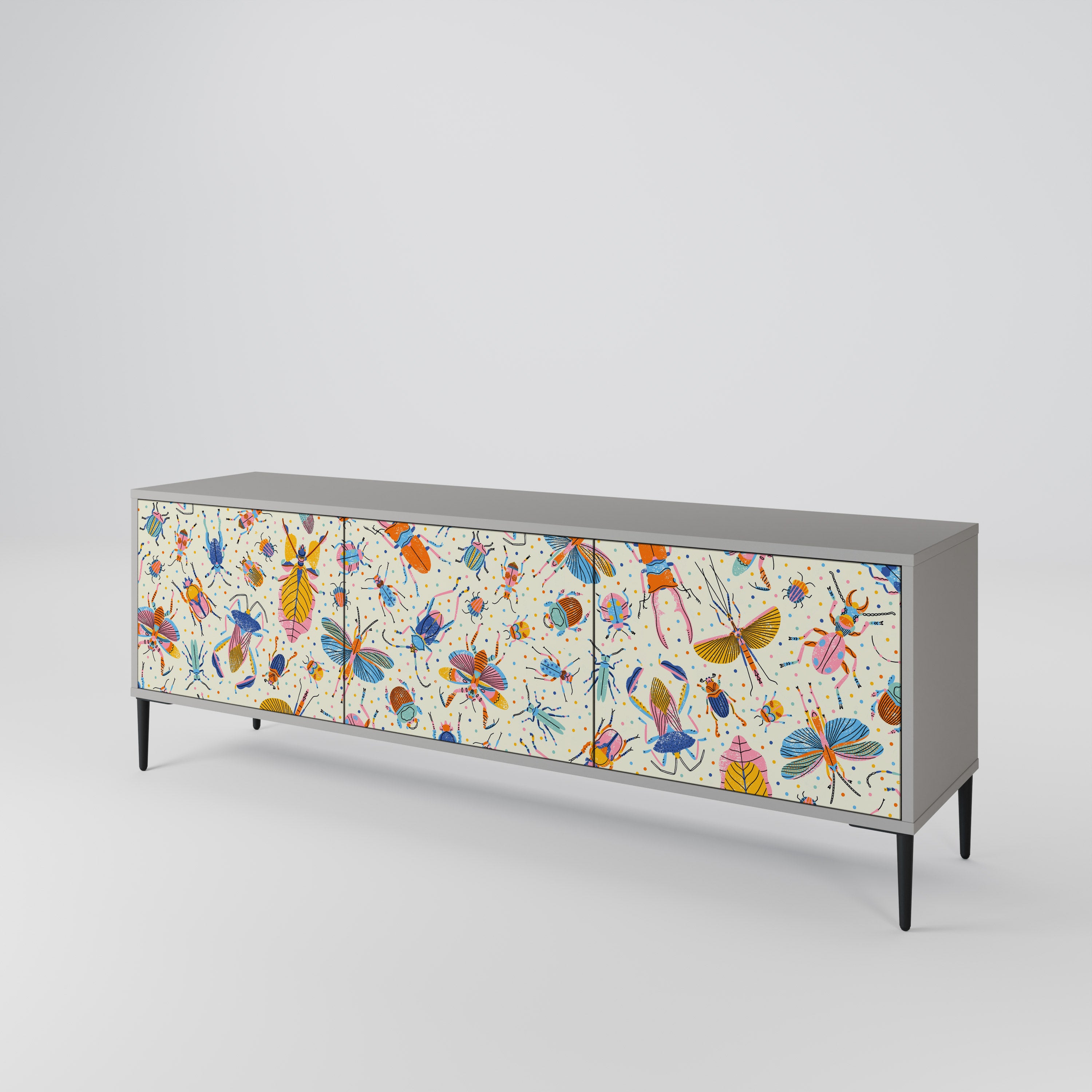 COLORFUL INSECTS 3-Door TV Cabinet