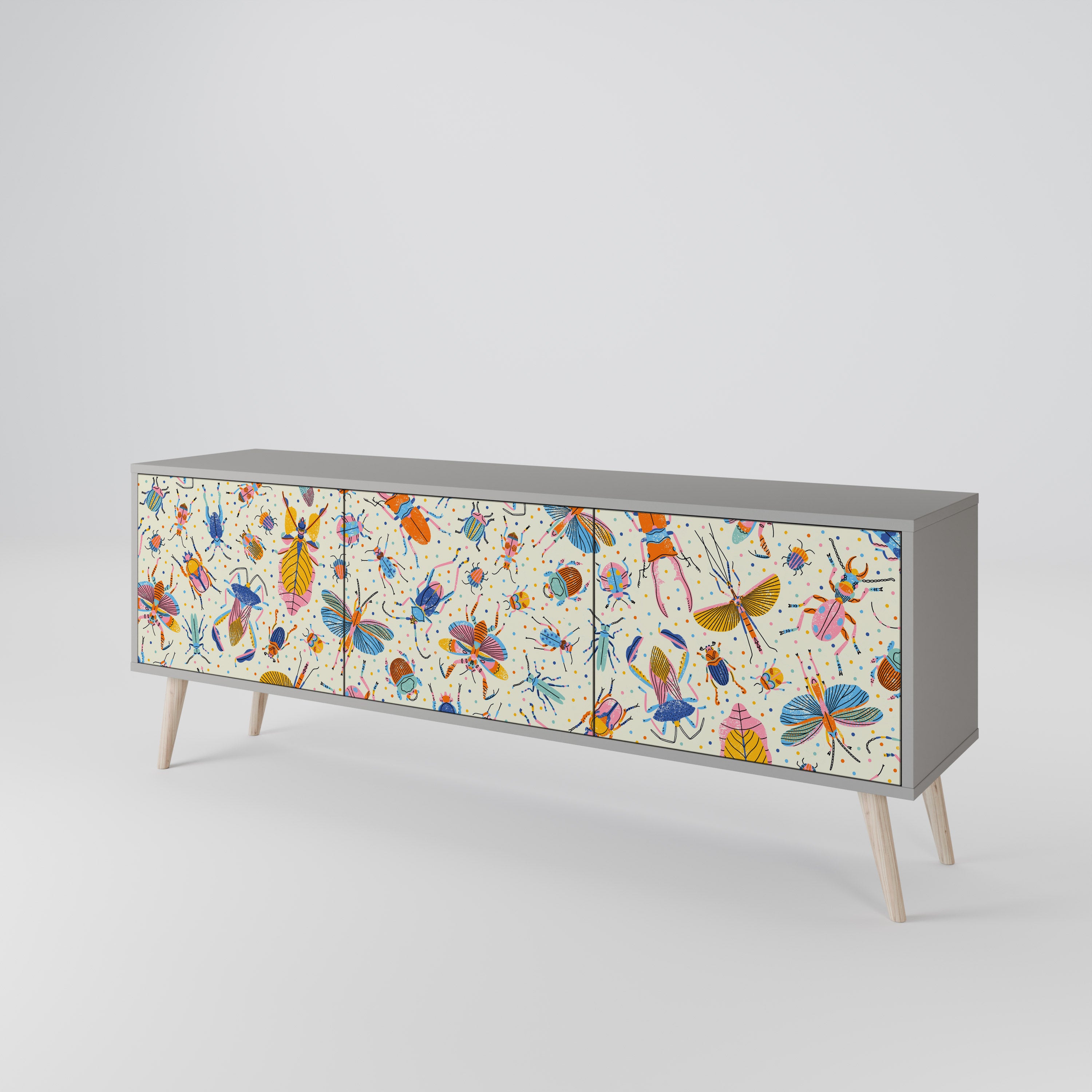 COLORFUL INSECTS 3-Door TV Cabinet