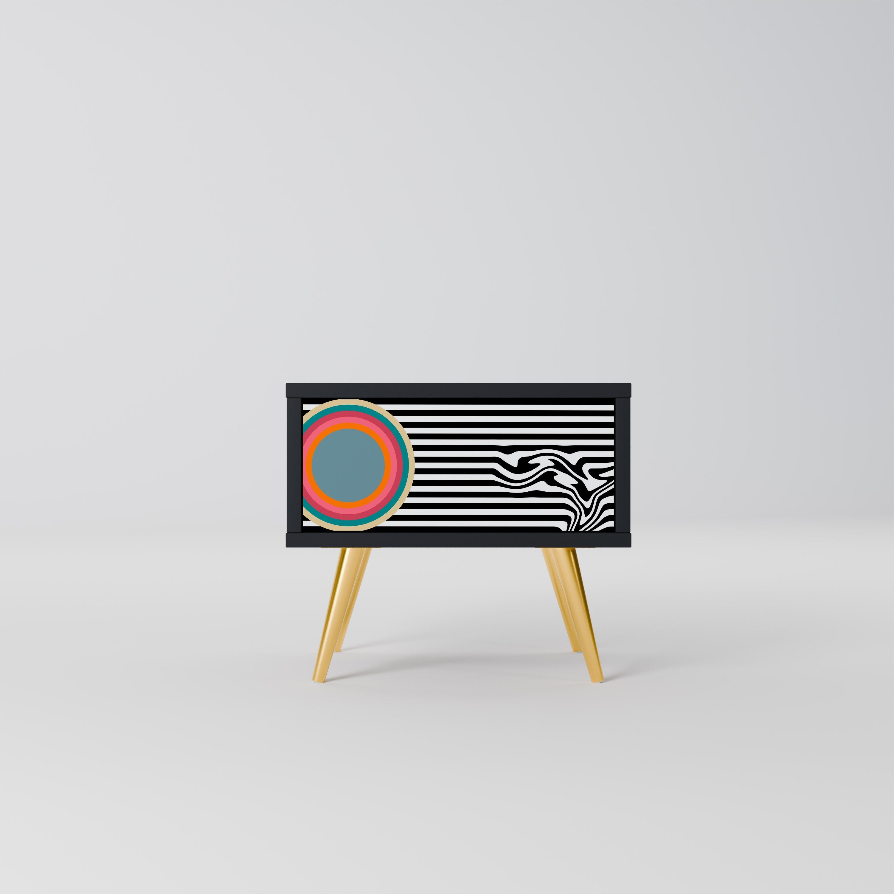 Κομοδίνο SPECTRA SHOWCASE σε μαύρο φινίρισμα