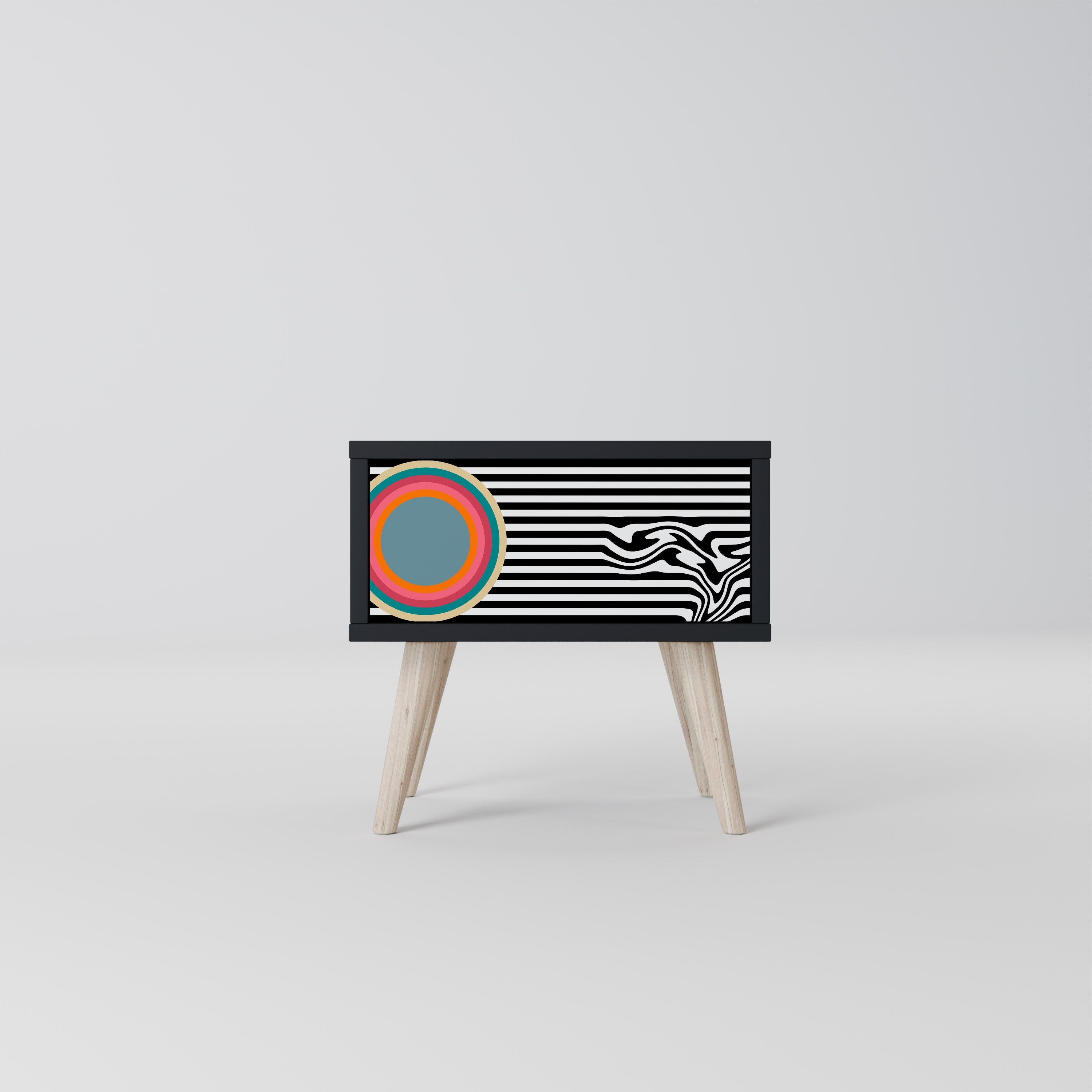 Κομοδίνο SPECTRA SHOWCASE σε μαύρο φινίρισμα