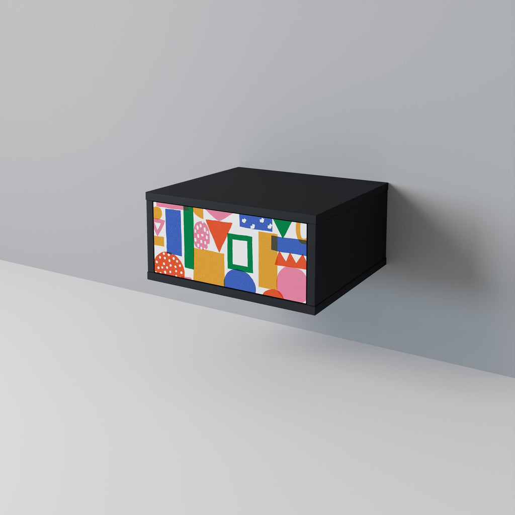 GEOMETRIC GLIMMER Nightstand in Black Finish