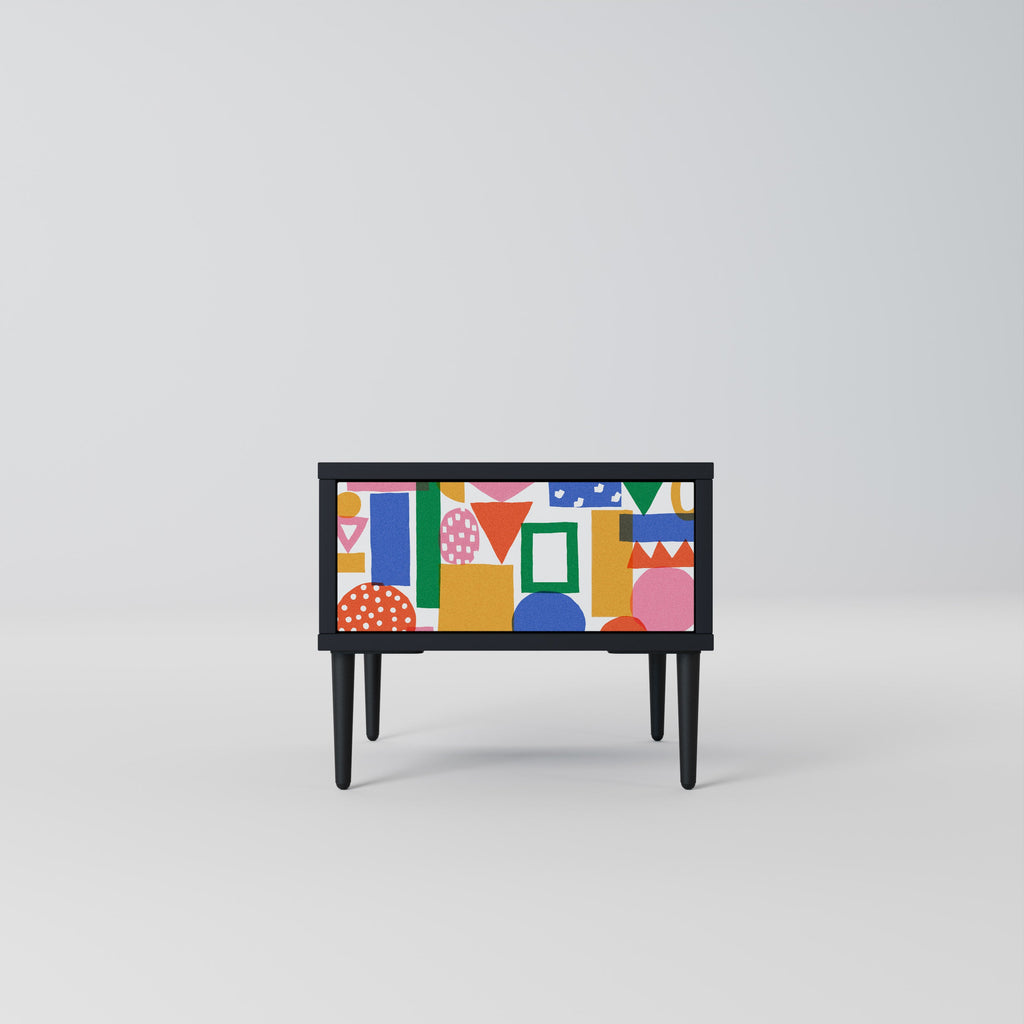 GEOMETRIC GLIMMER Nightstand in Black Finish