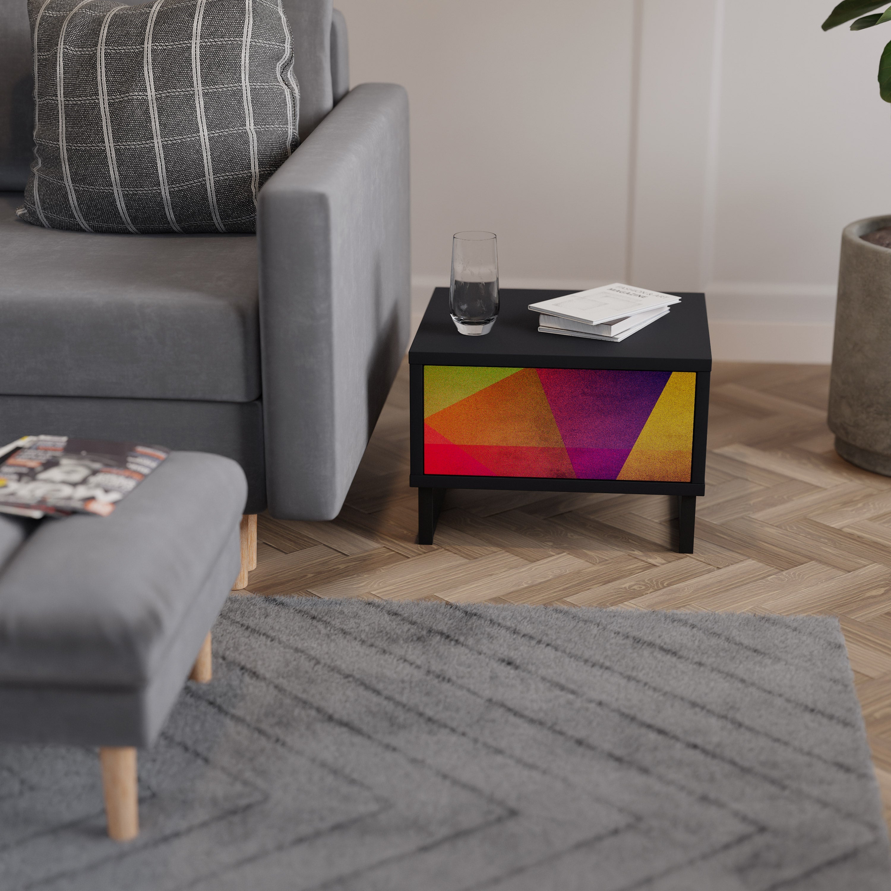 Κομοδίνο VIVID GEOMETRIA σε μαύρο φινίρισμα