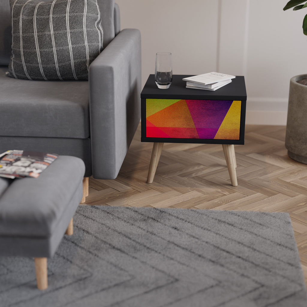 Κομοδίνο VIVID GEOMETRIA σε μαύρο φινίρισμα