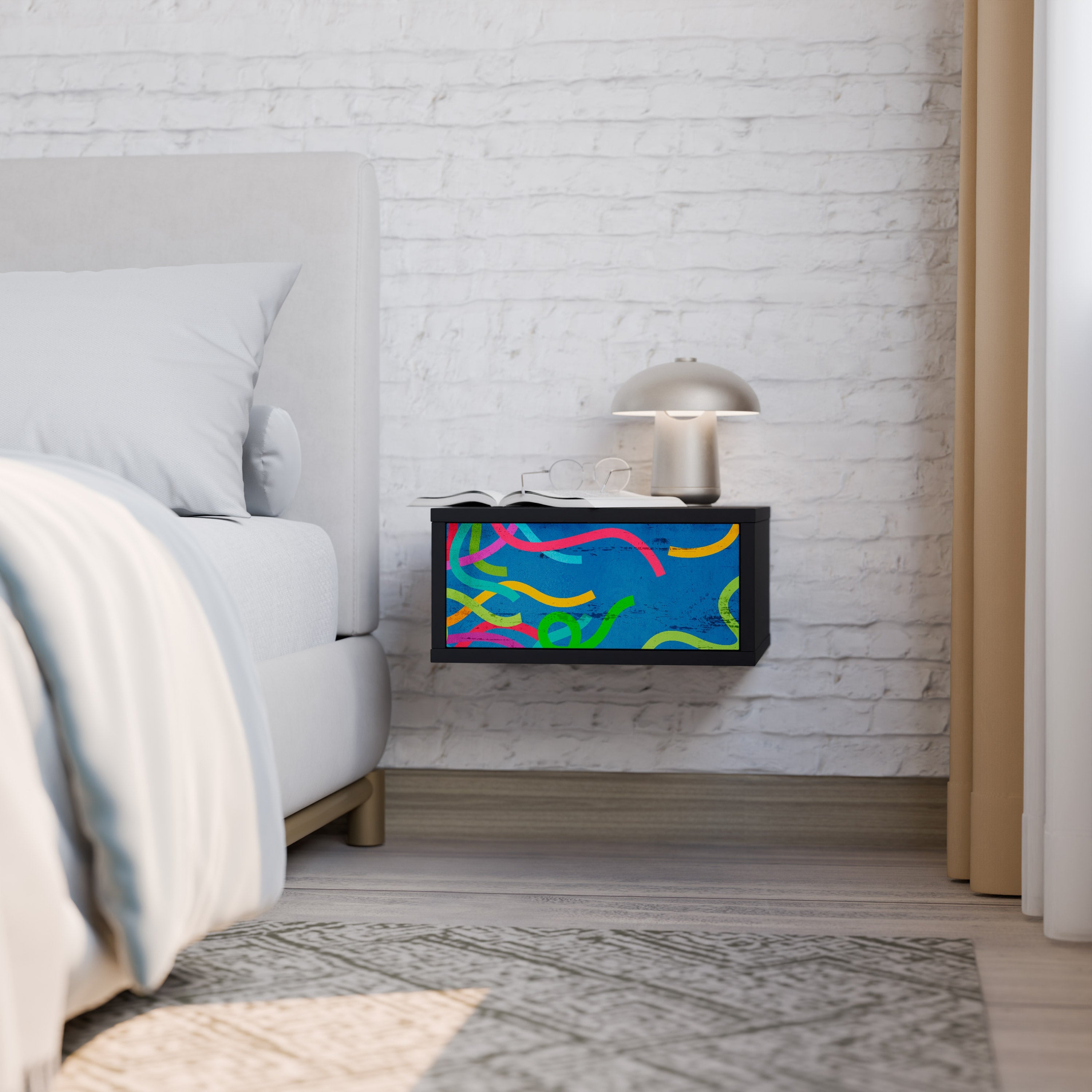 STREAMER TANGLE Nightstand in Black Finish