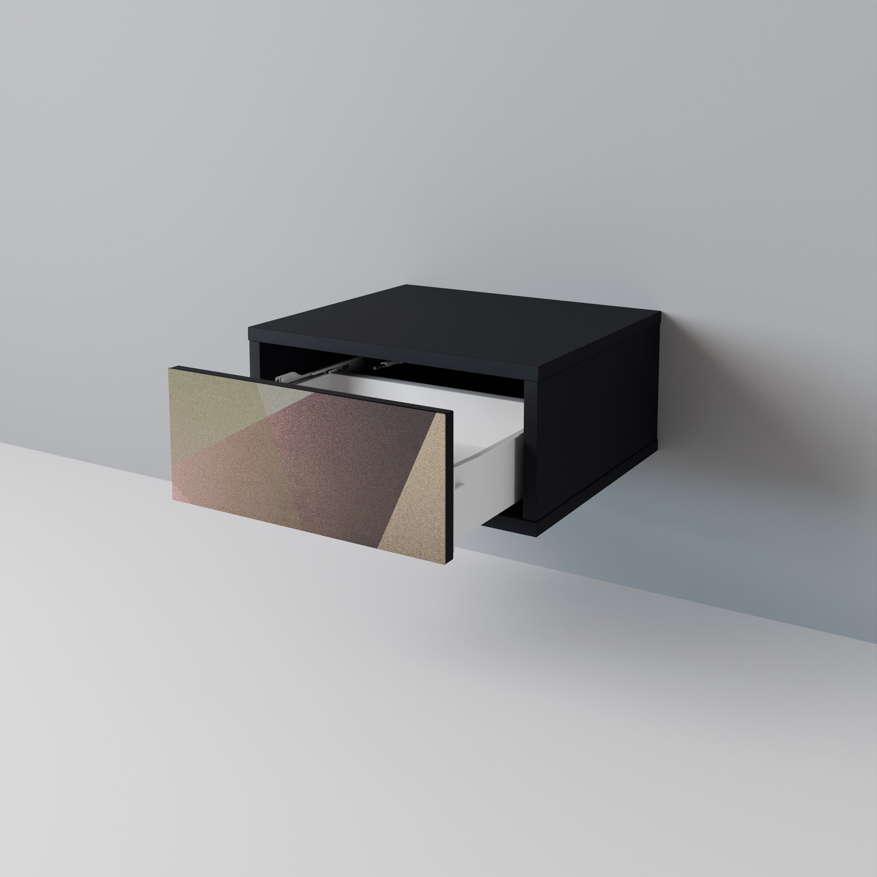 Κομοδίνο BEIGE GEOMETRIA σε μαύρο φινίρισμα