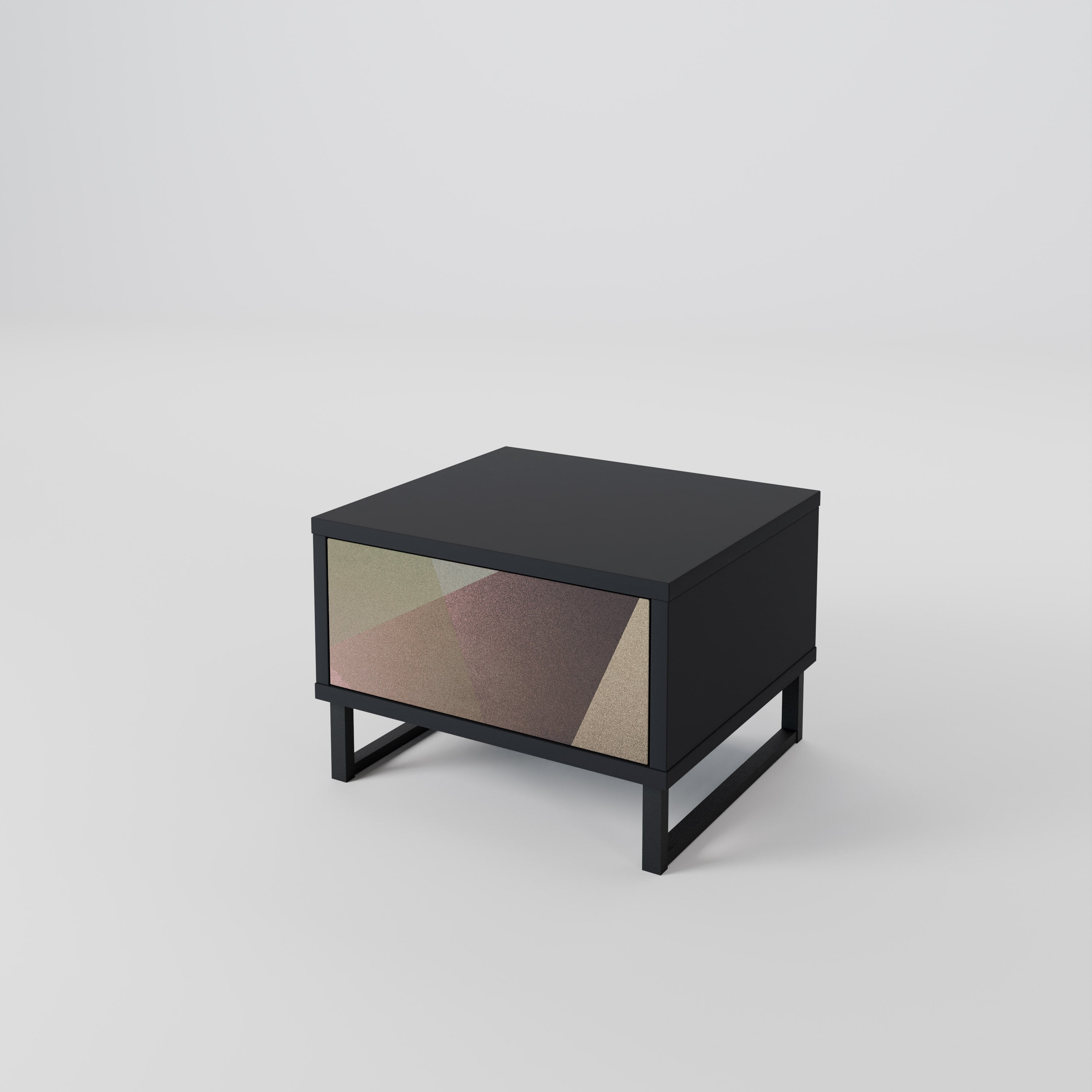 Κομοδίνο BEIGE GEOMETRIA σε μαύρο φινίρισμα
