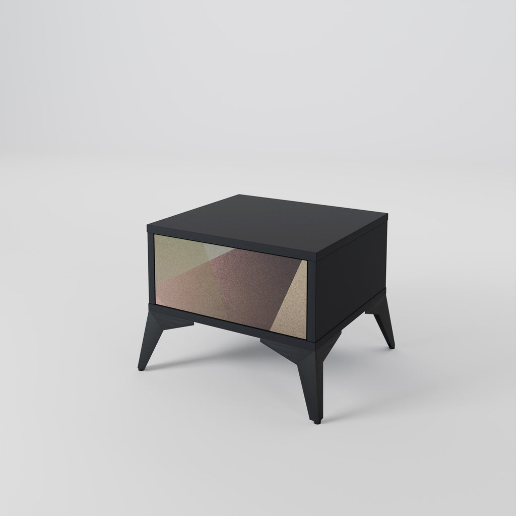 Κομοδίνο BEIGE GEOMETRIA σε μαύρο φινίρισμα