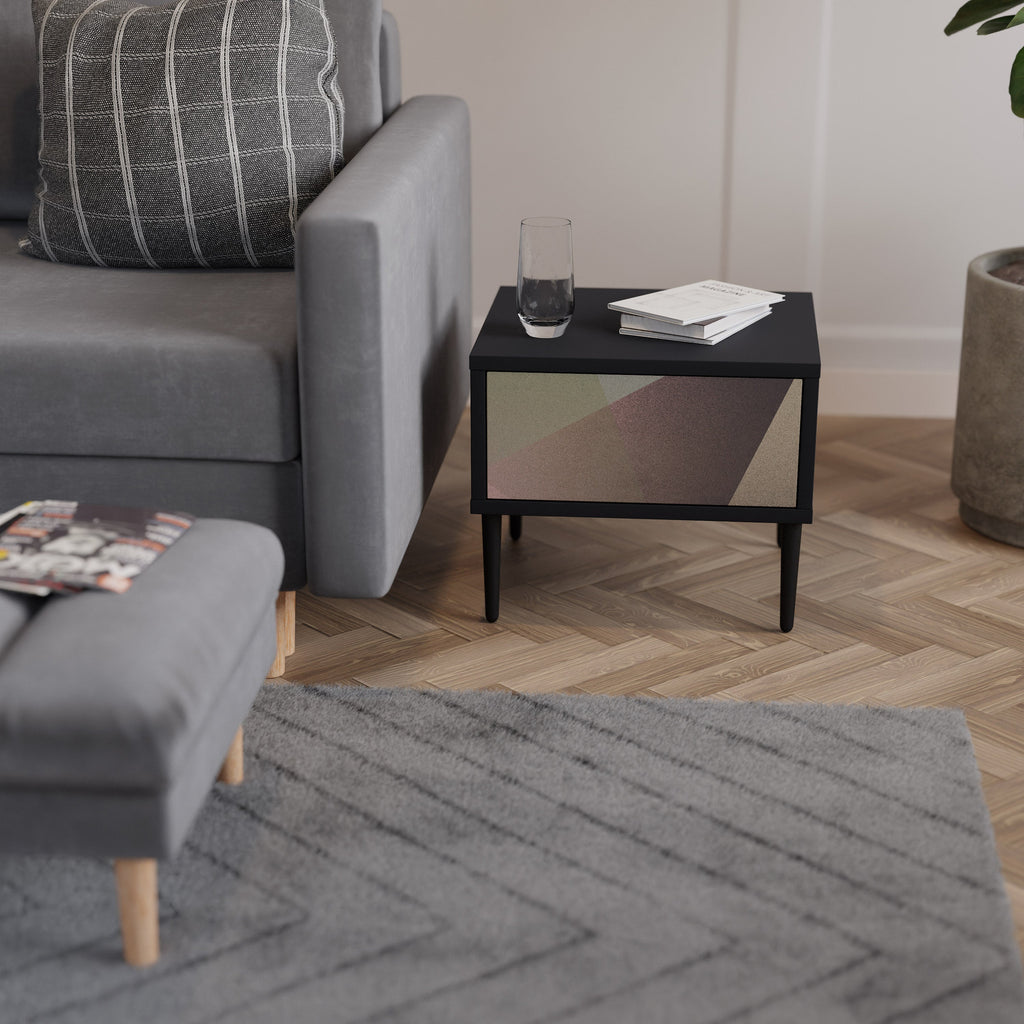 Κομοδίνο BEIGE GEOMETRIA σε μαύρο φινίρισμα