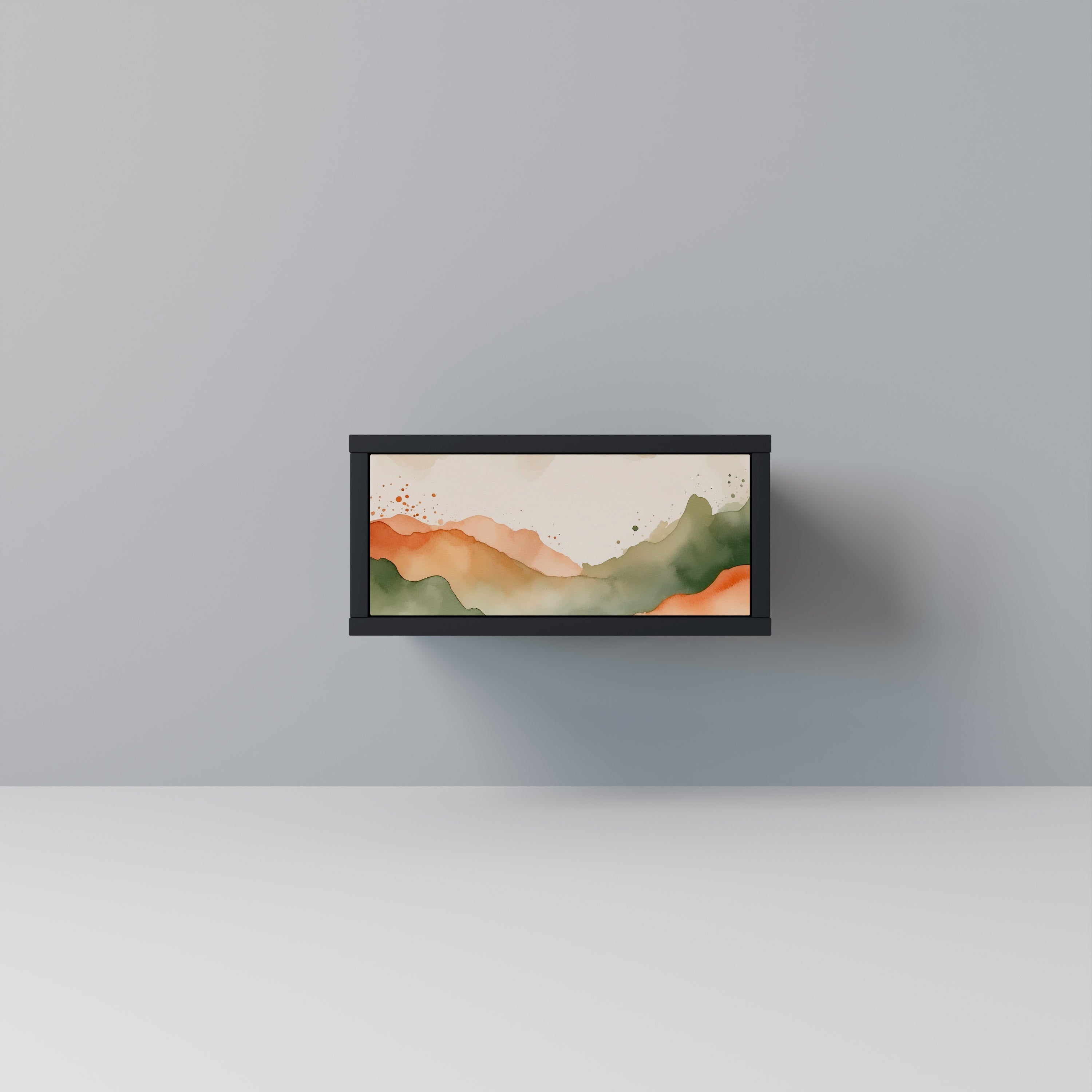 Κομοδίνο WATERCOLOUR PEAKS σε μαύρο φινίρισμα