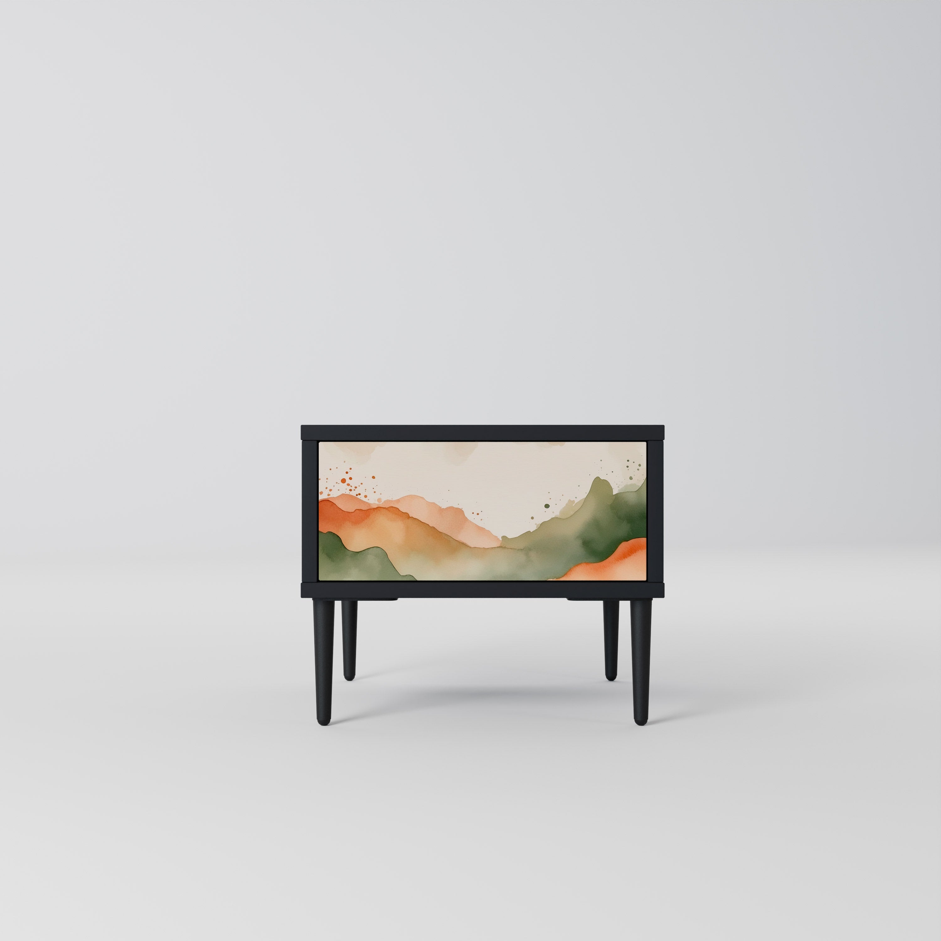 Κομοδίνο WATERCOLOUR PEAKS σε μαύρο φινίρισμα