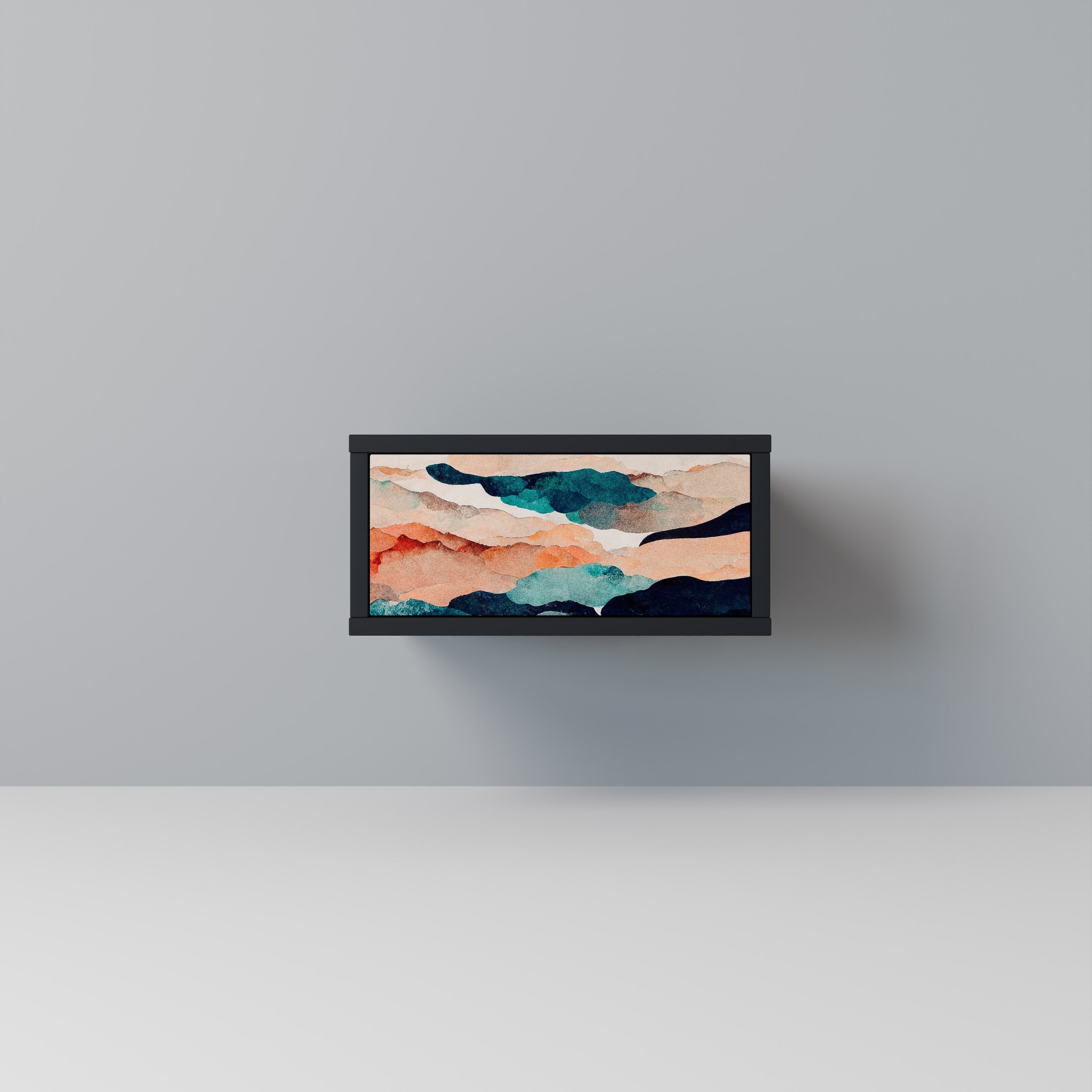 Κομοδίνο ABSTRACT LANDSCAPE σε μαύρο φινίρισμα