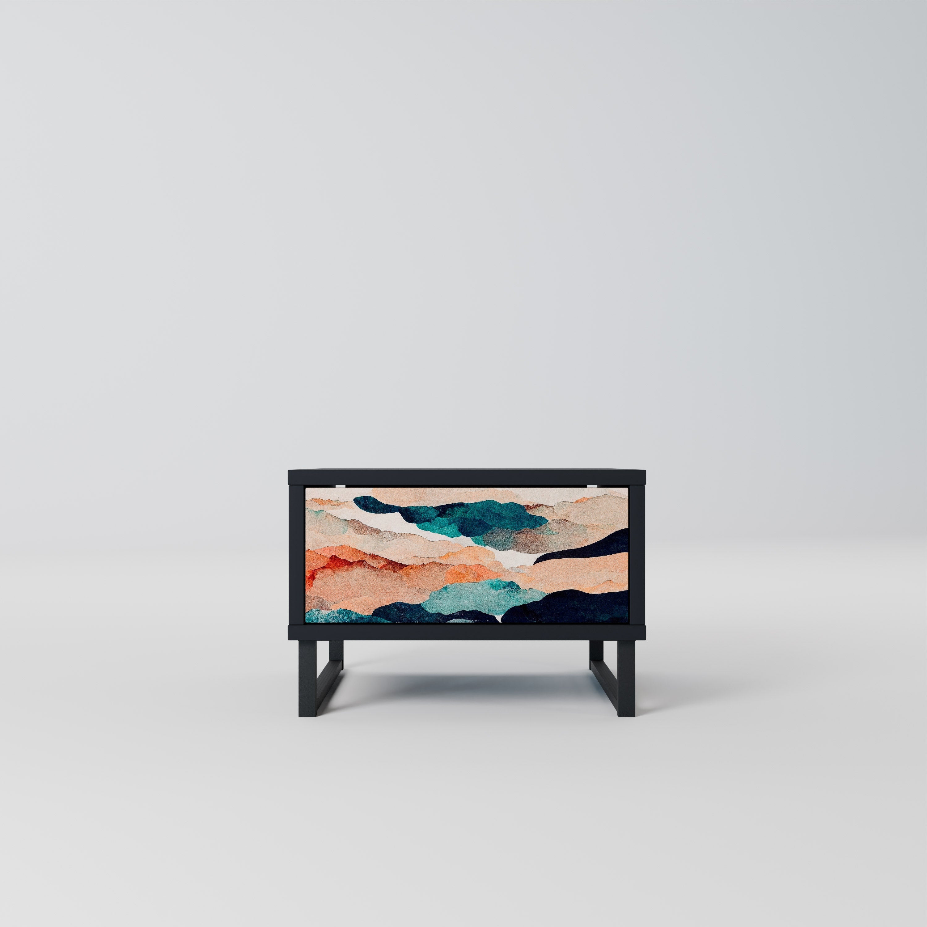 Κομοδίνο ABSTRACT LANDSCAPE σε μαύρο φινίρισμα