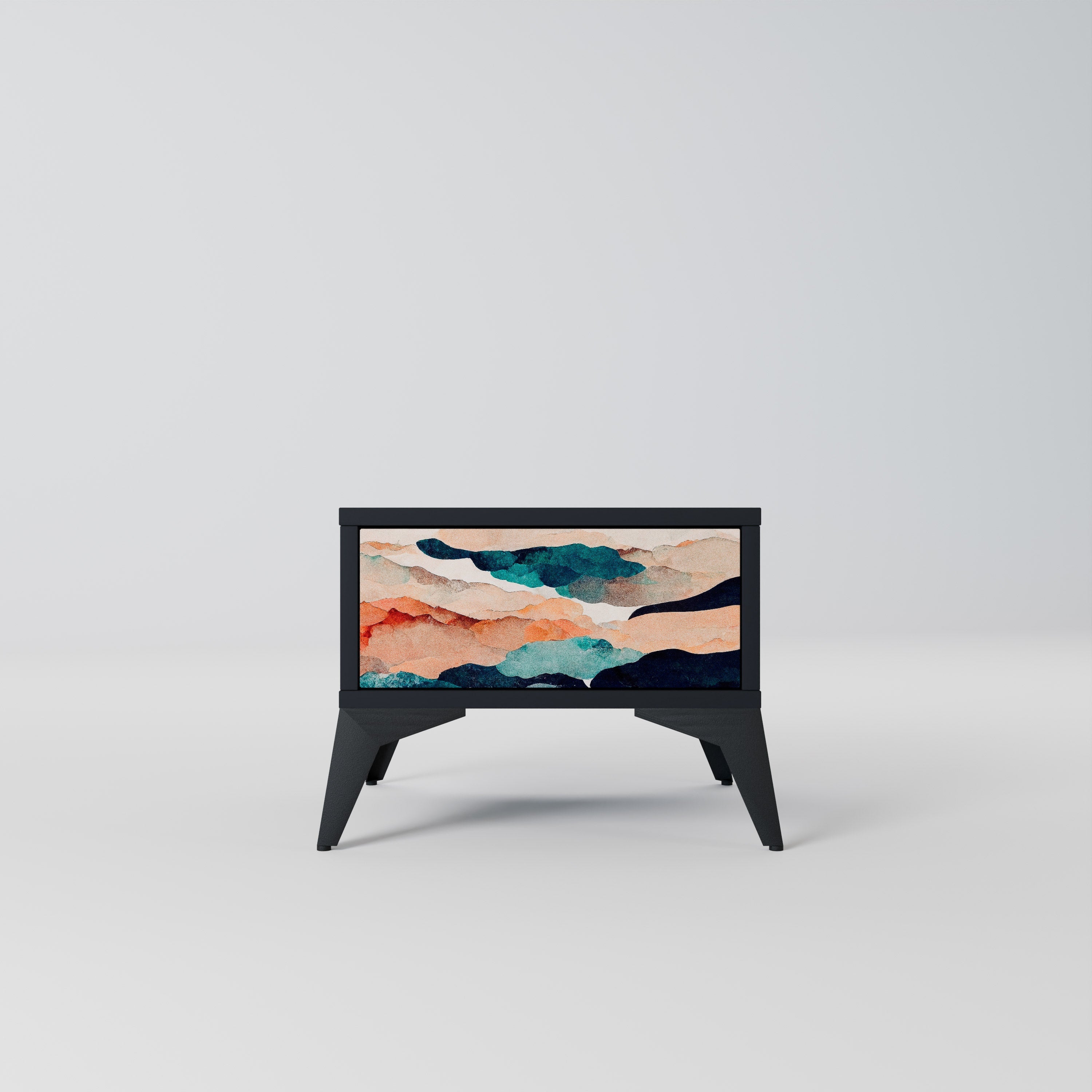 Κομοδίνο ABSTRACT LANDSCAPE σε μαύρο φινίρισμα