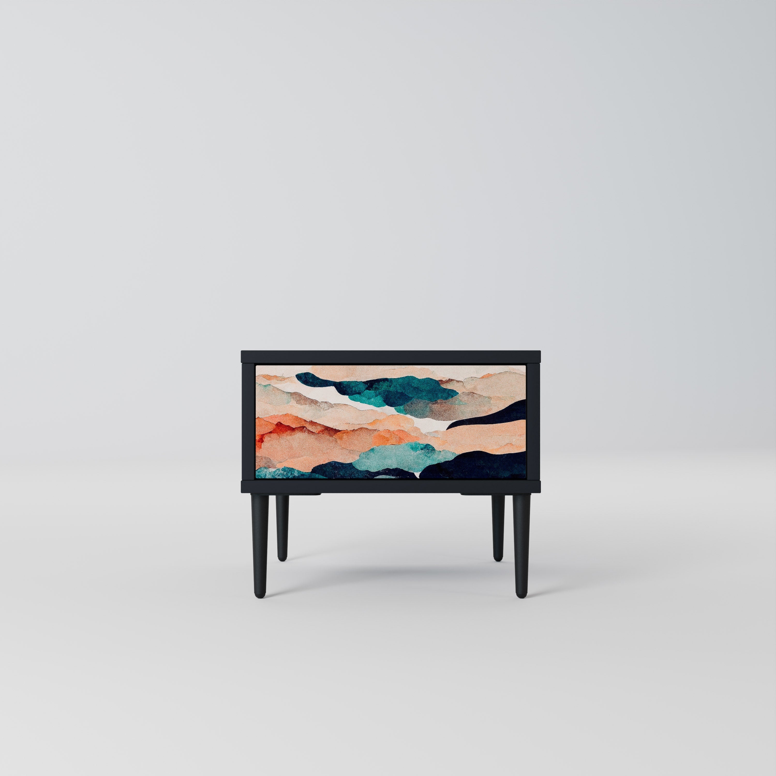 Κομοδίνο ABSTRACT LANDSCAPE σε μαύρο φινίρισμα