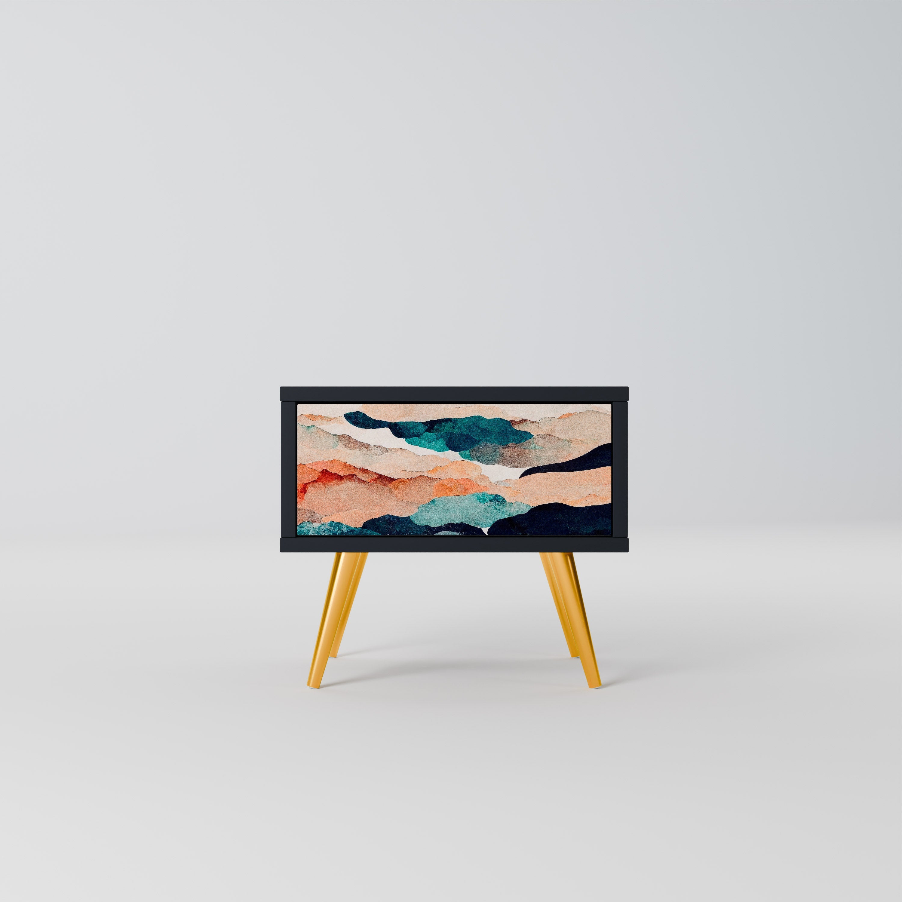 Κομοδίνο ABSTRACT LANDSCAPE σε μαύρο φινίρισμα