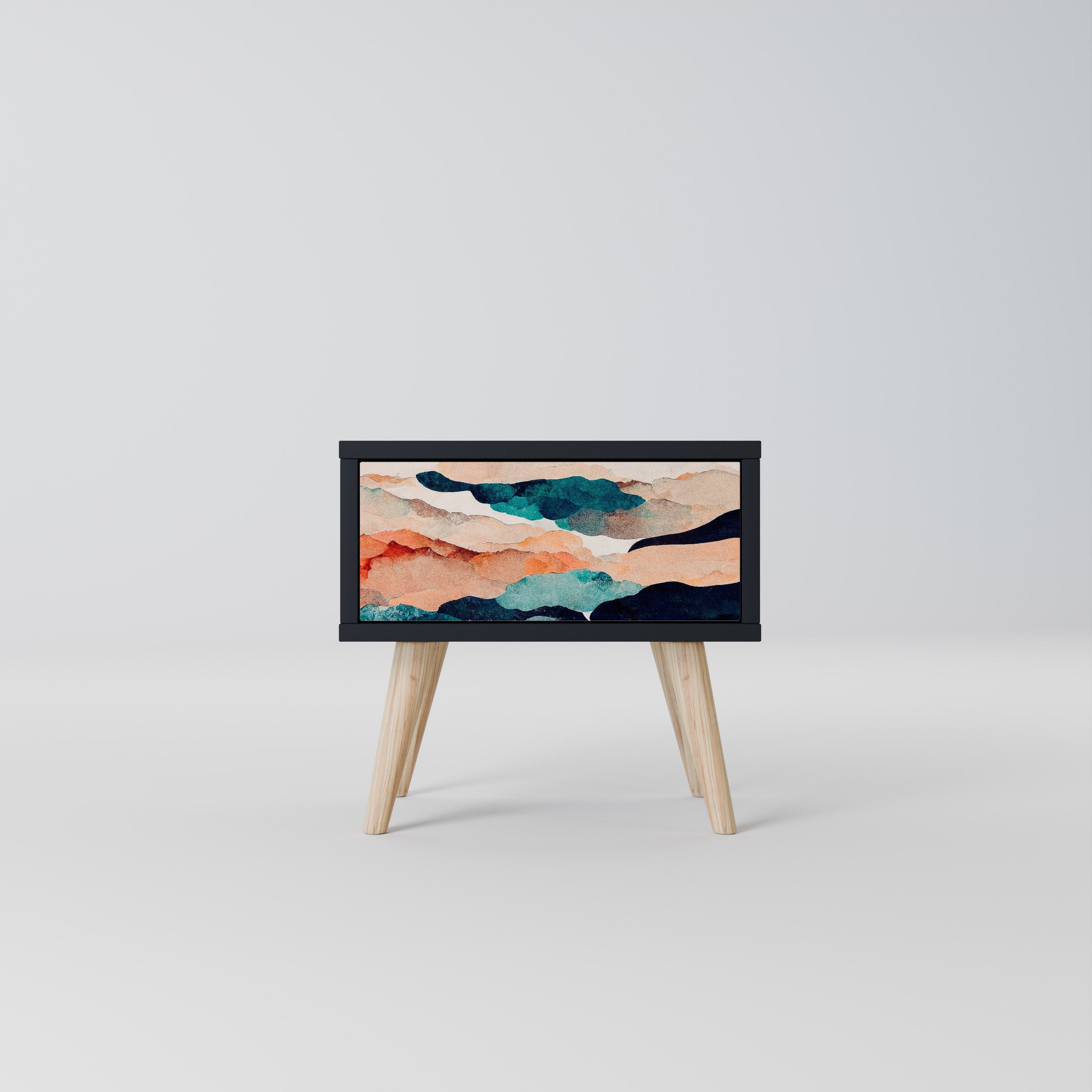 Κομοδίνο ABSTRACT LANDSCAPE σε μαύρο φινίρισμα