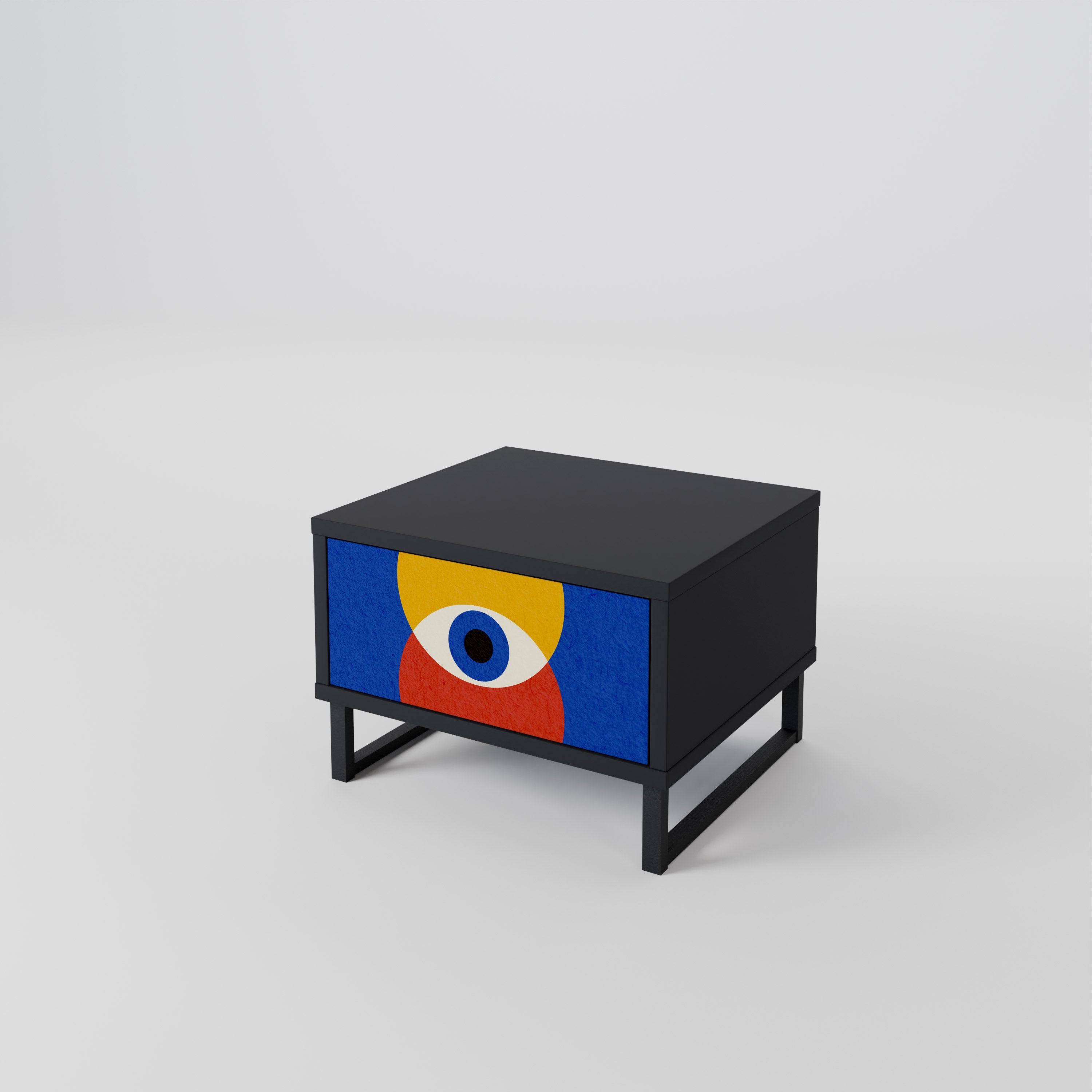 Κομοδίνο GEOMETRIC EYES σε μαύρο φινίρισμα