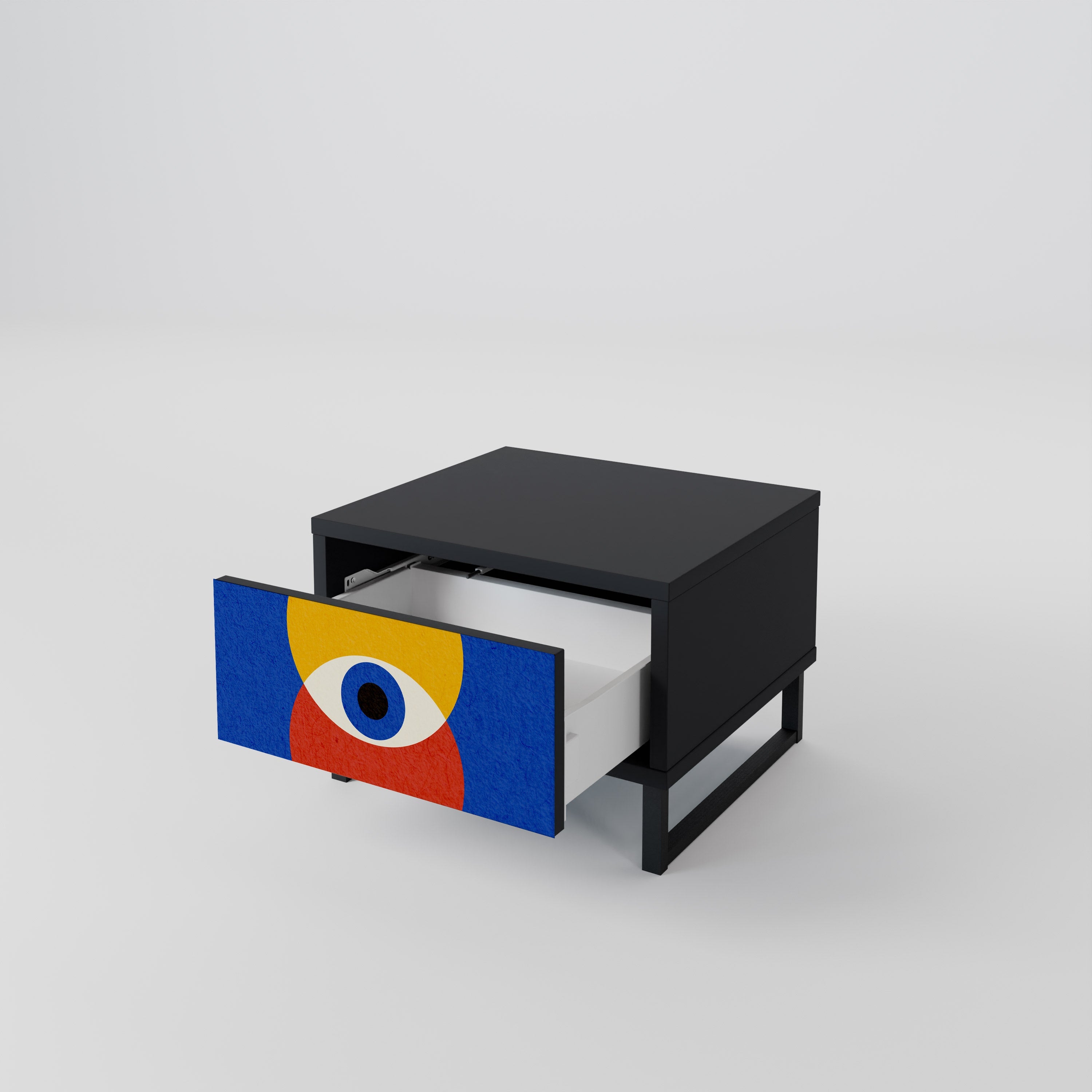 Κομοδίνο GEOMETRIC EYES σε μαύρο φινίρισμα