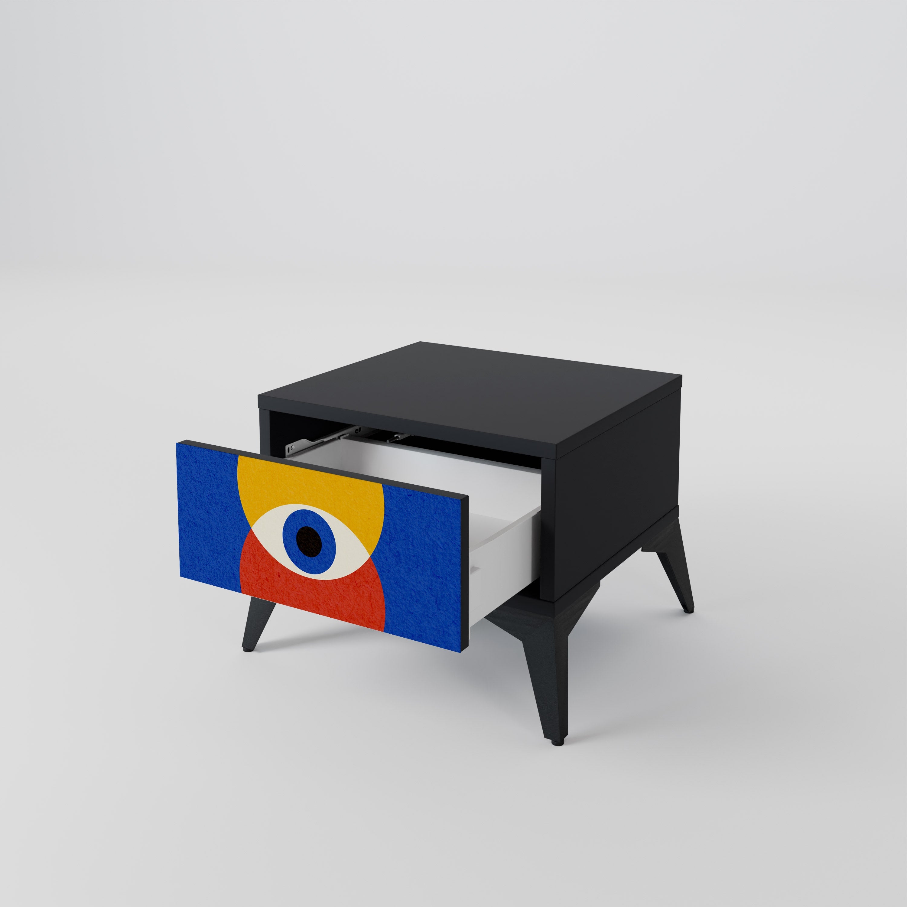 Κομοδίνο GEOMETRIC EYES σε μαύρο φινίρισμα