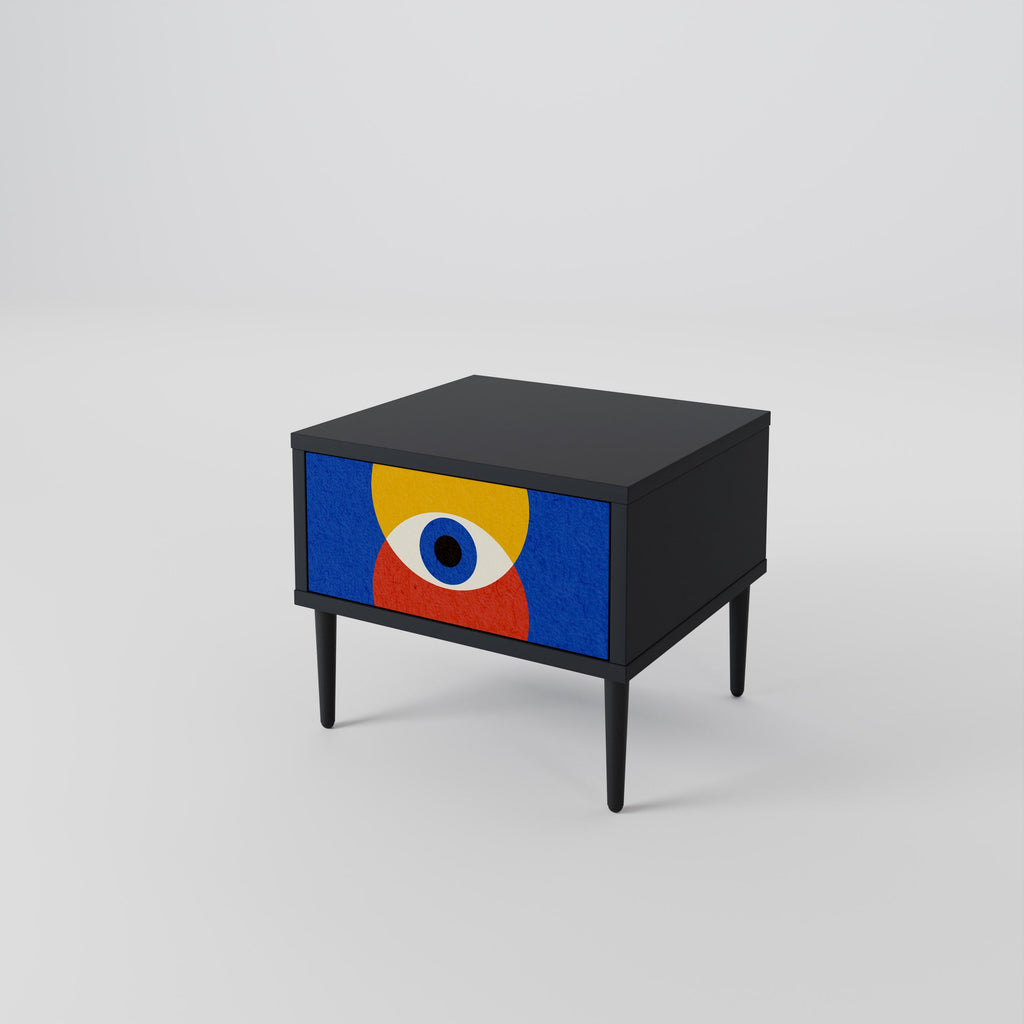 Κομοδίνο GEOMETRIC EYES σε μαύρο φινίρισμα