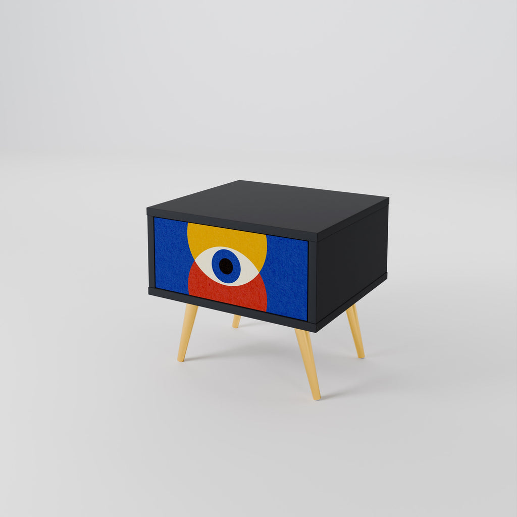 Κομοδίνο GEOMETRIC EYES σε μαύρο φινίρισμα