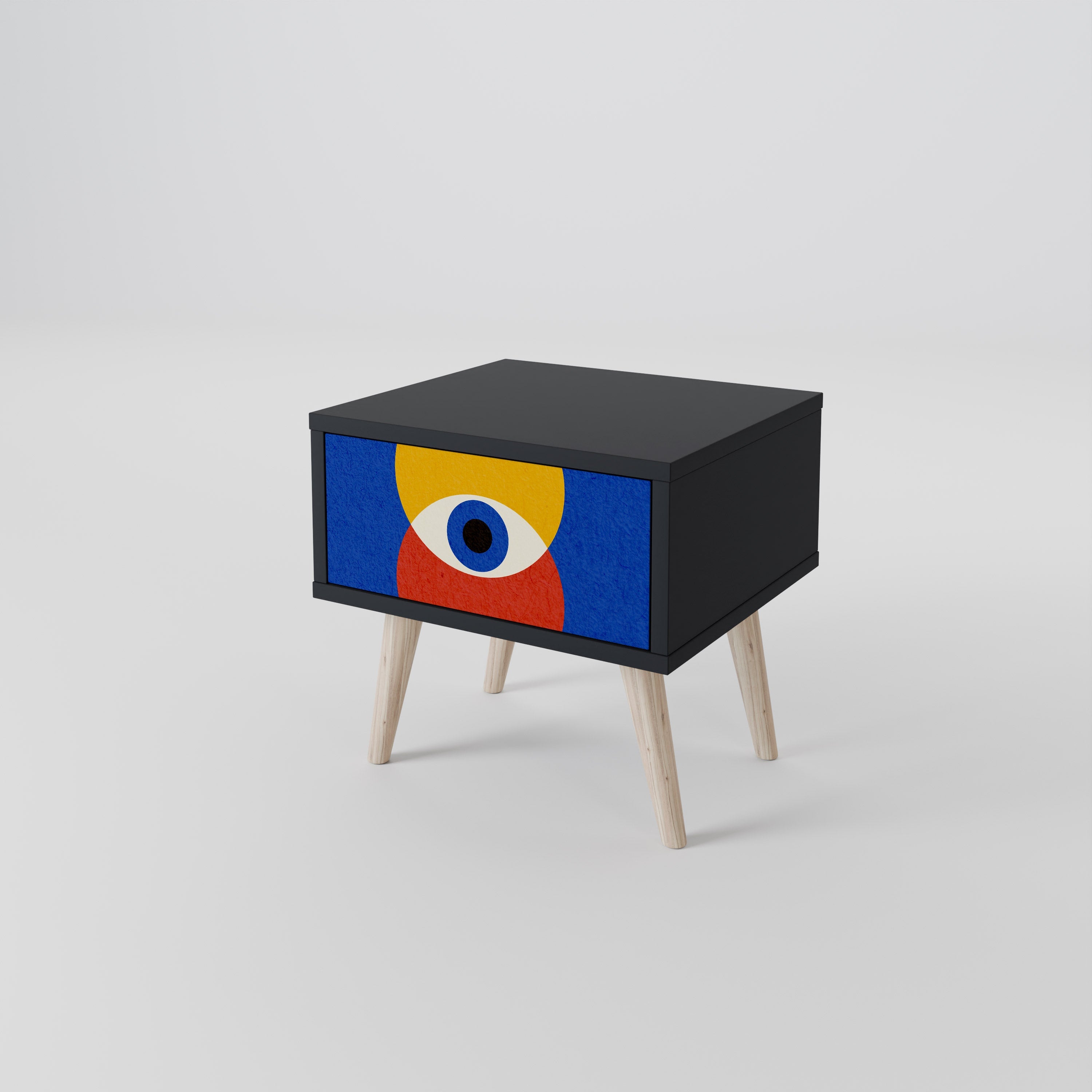 Κομοδίνο GEOMETRIC EYES σε μαύρο φινίρισμα