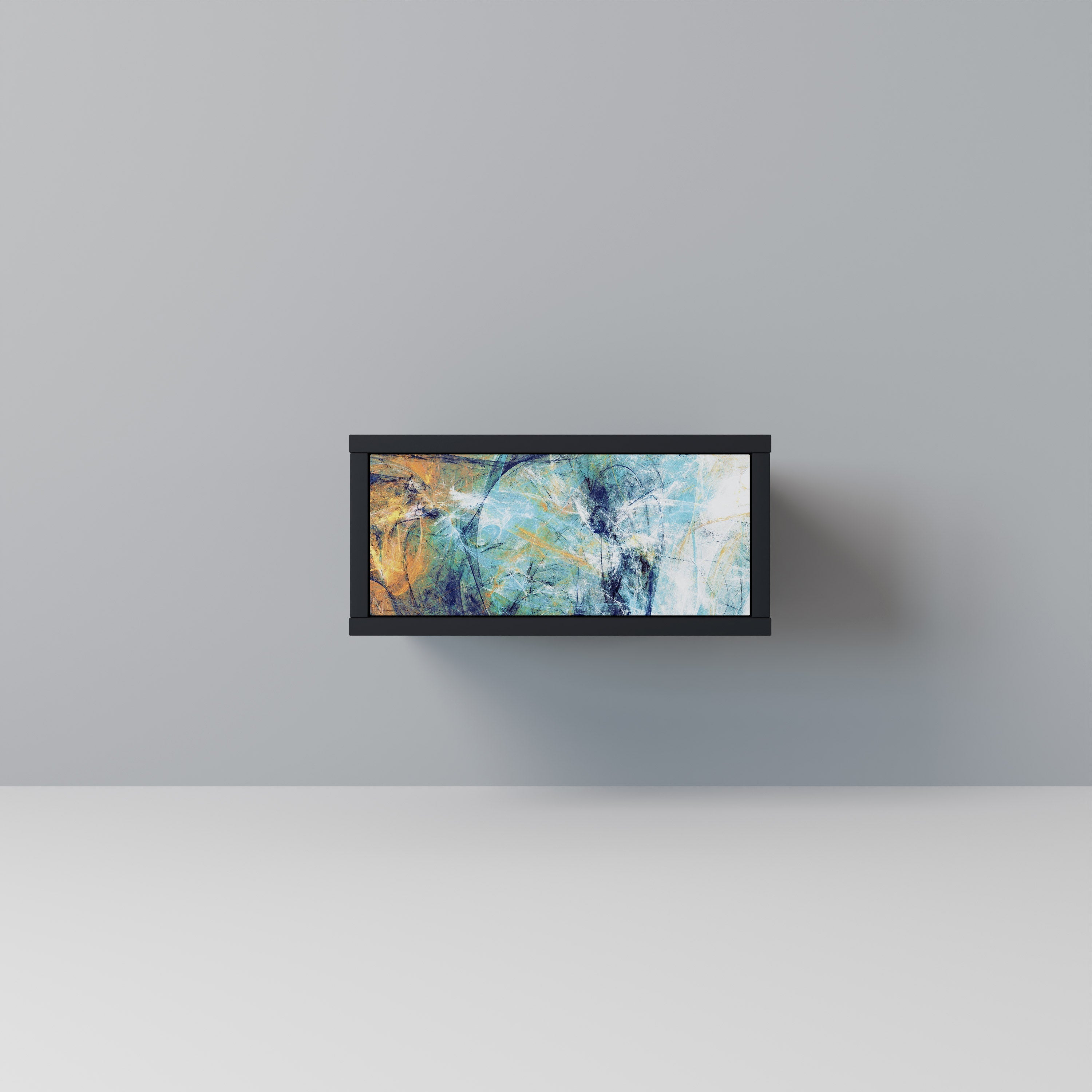 Κομοδίνο ABSTRACT THOUGHTS σε μαύρο φινίρισμα