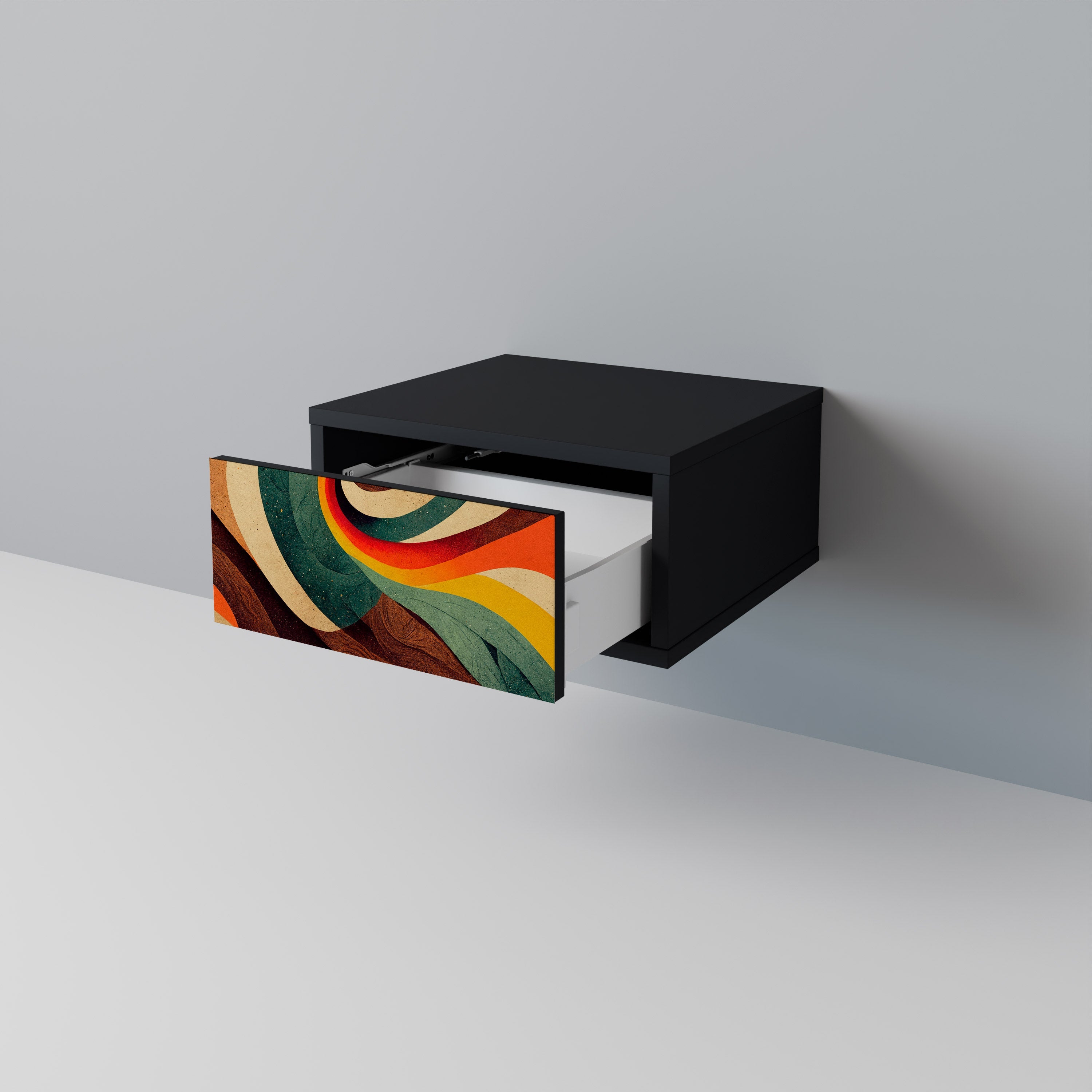 Κομοδίνο COLOURFUL STRANDS σε μαύρο φινίρισμα
