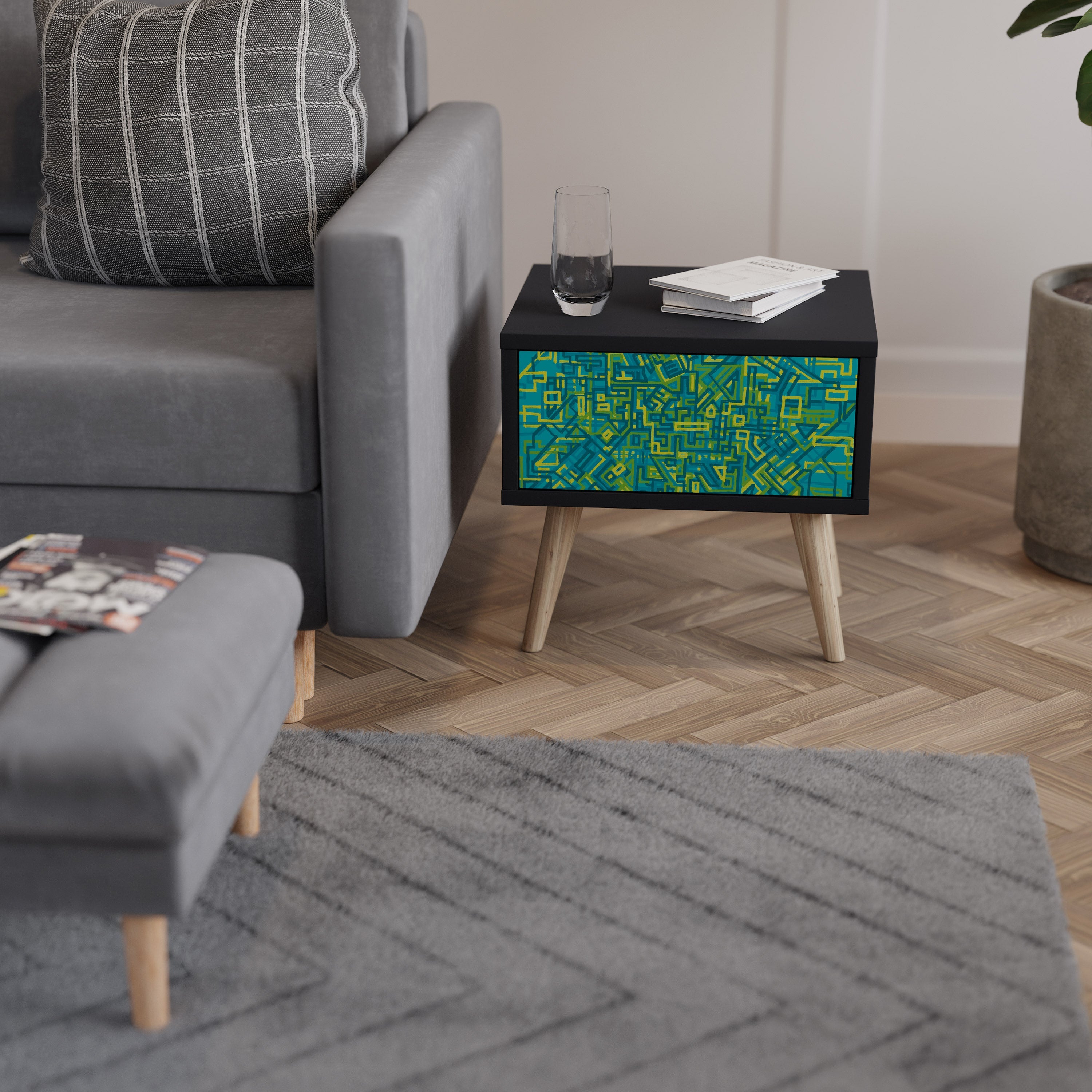 NOSTALGIC MEMORIES Nightstand in Black Finish