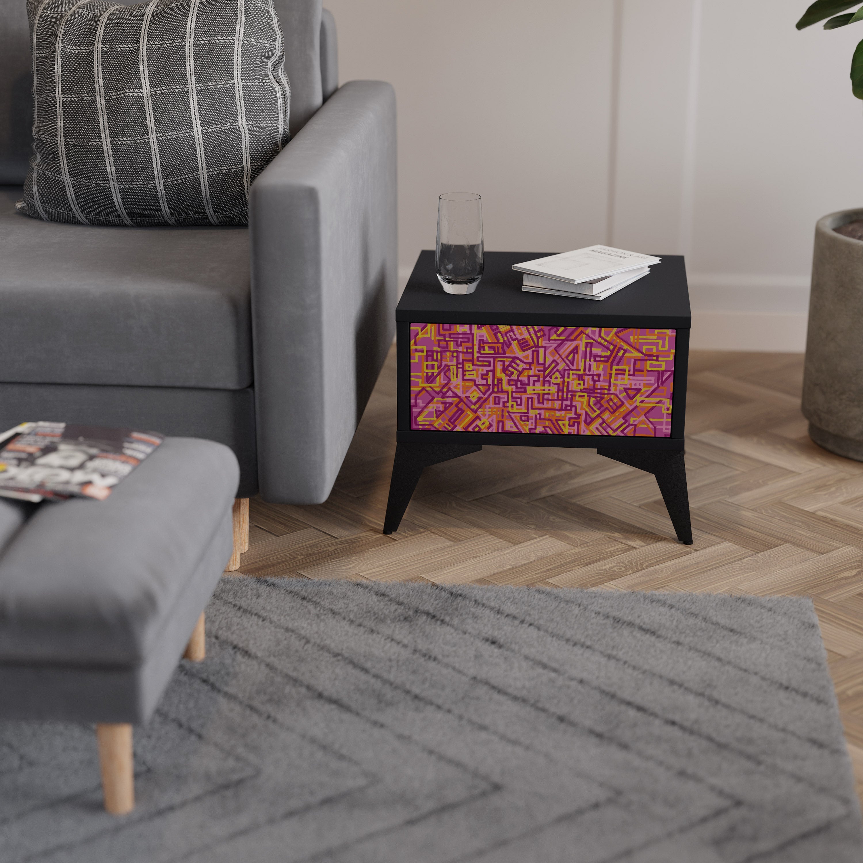 LOVELY MEMORIES Nightstand in Black Finish