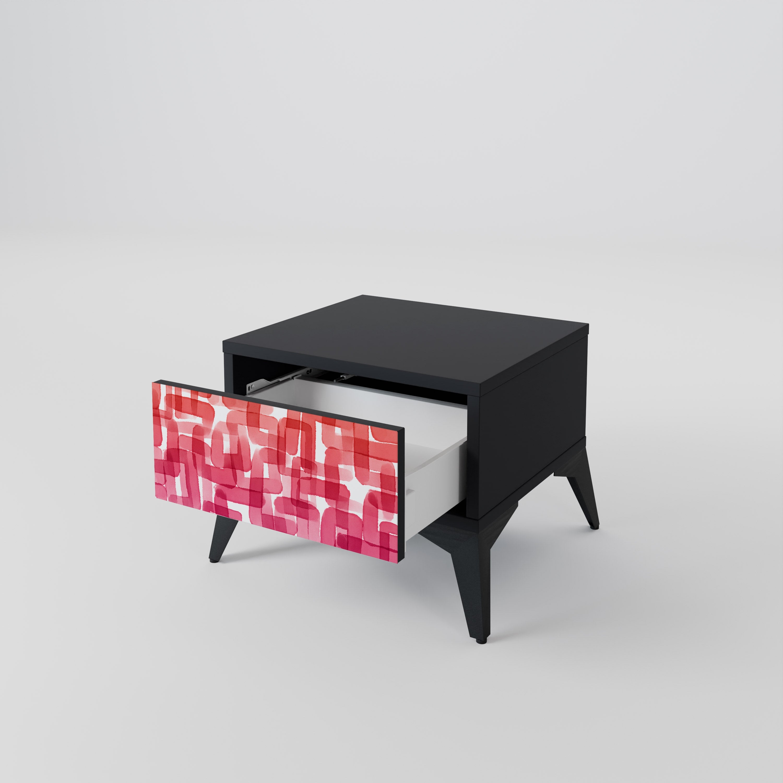 KALEIDOSCOPIC CUBISM Nightstand in Black Finish