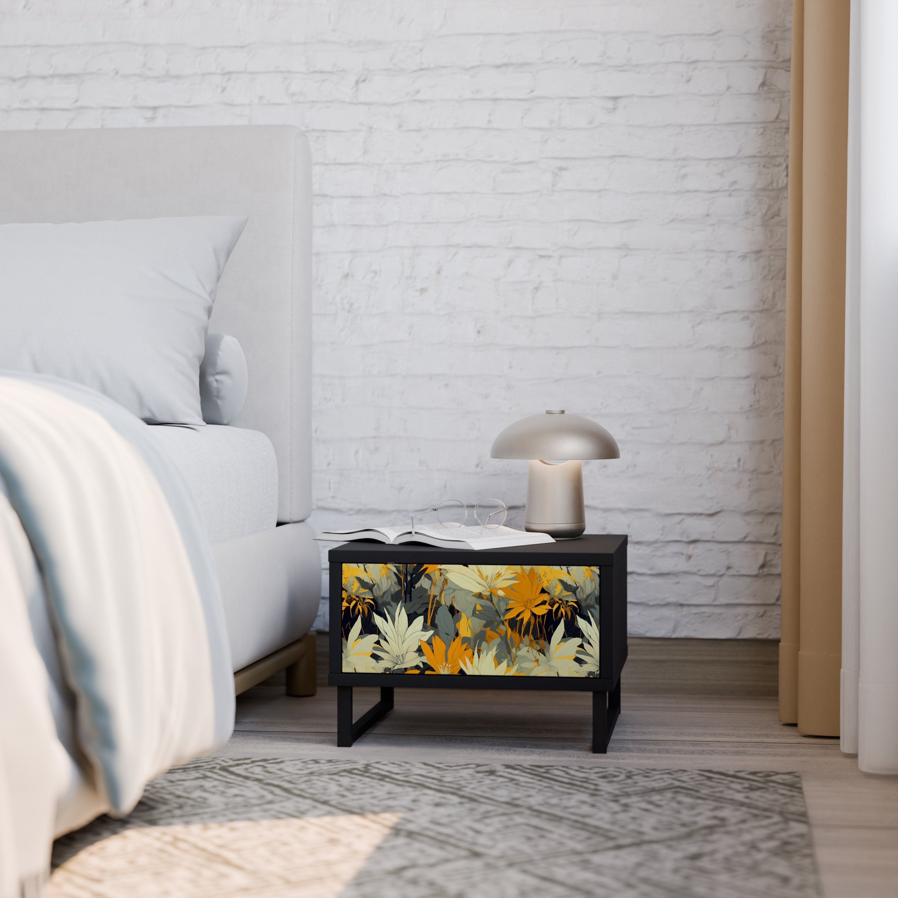 SUNKISSED LILY Nightstand in Black Finish