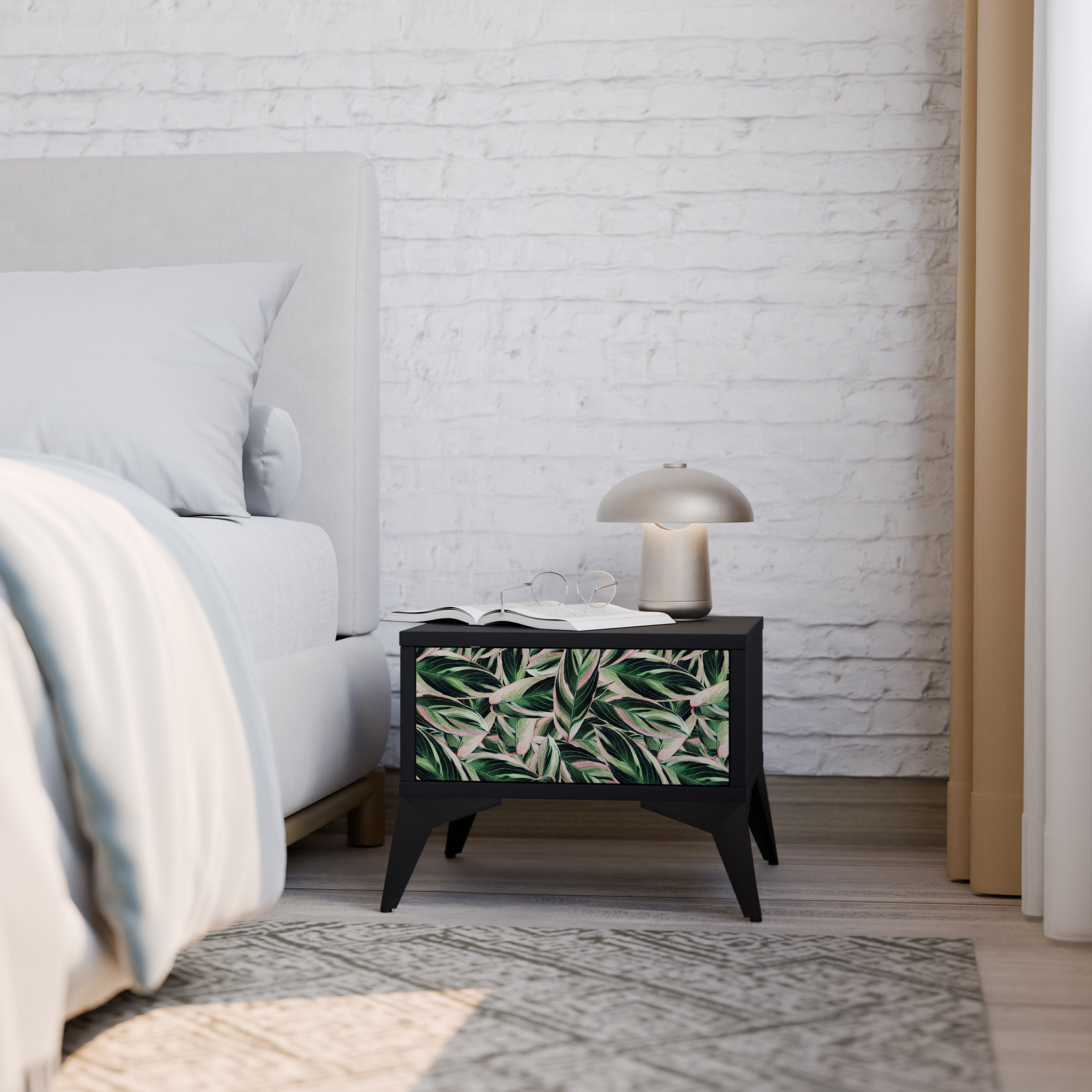 EERIE STROMANTHE Nightstand in Black Finish