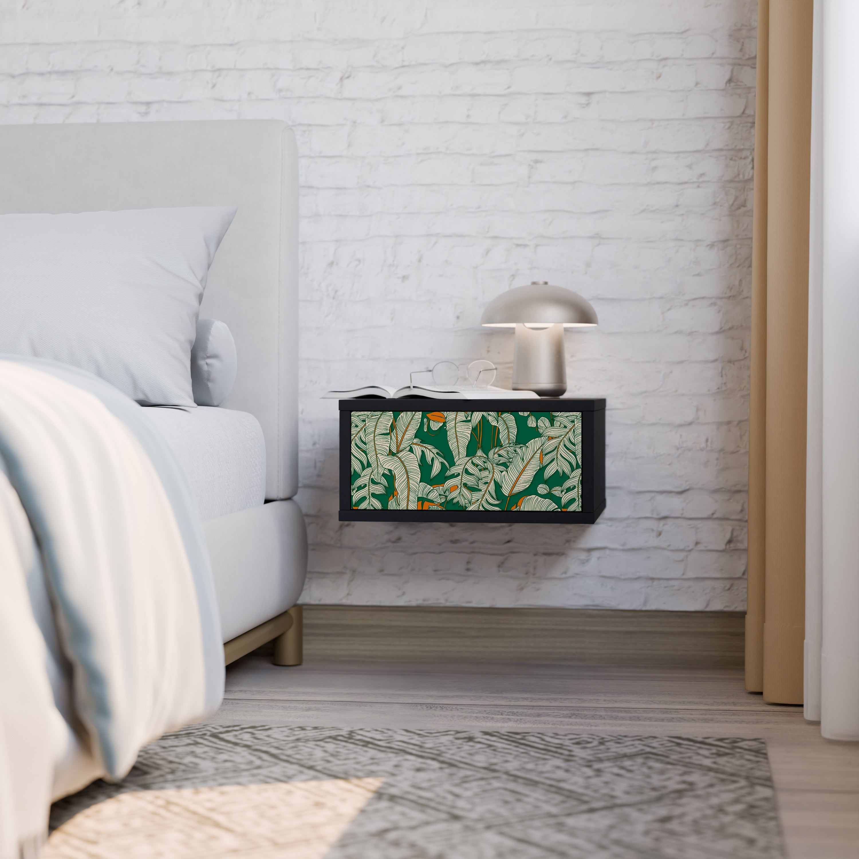 VERDANT PLEASURES Nightstand in Black Finish