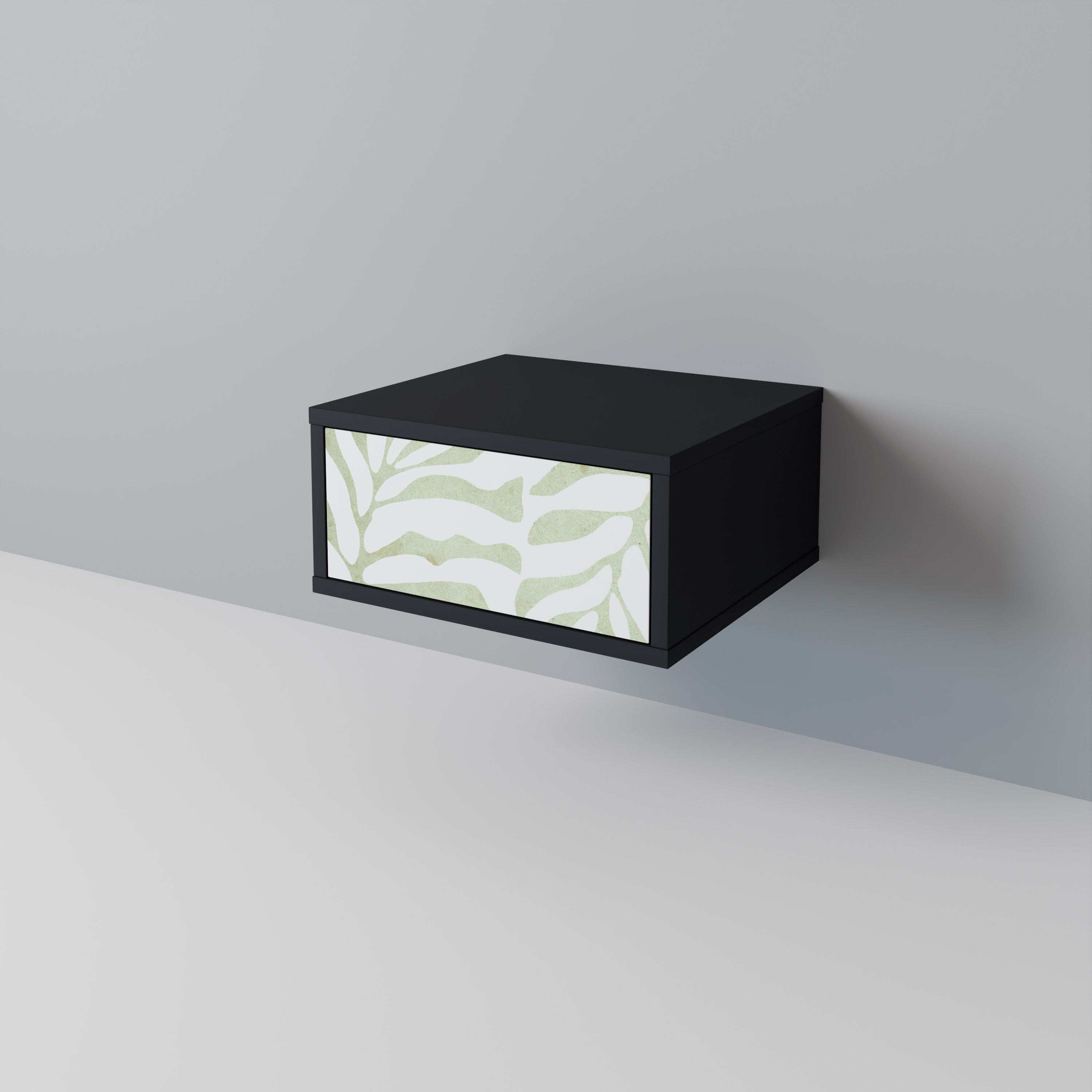 BOTANICAL SPARK Nightstand in Black Finish