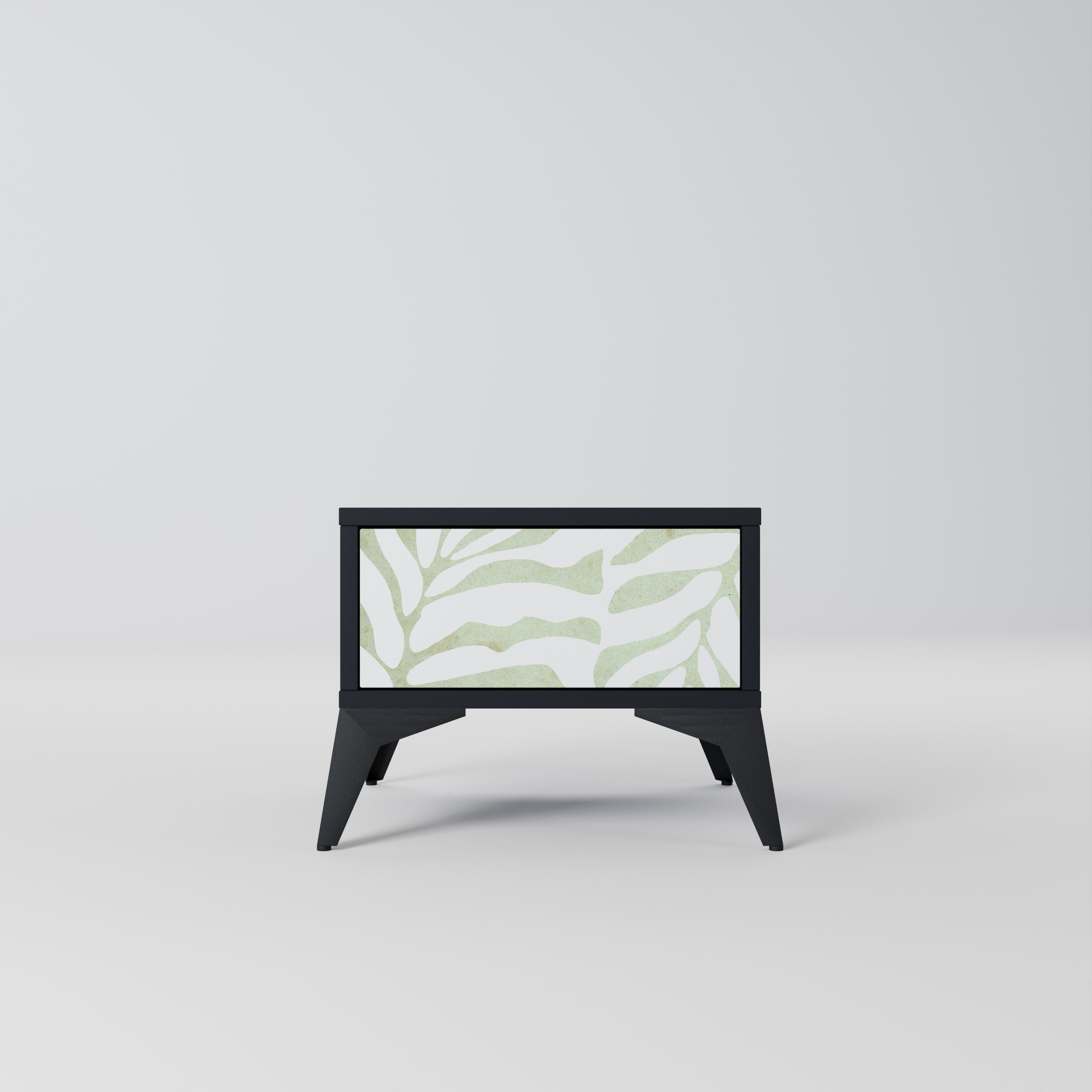BOTANICAL SPARK Nightstand in Black Finish