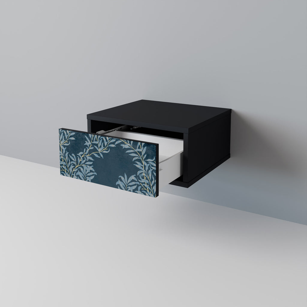 BLUE LEAVES Nightstand in Black Finish