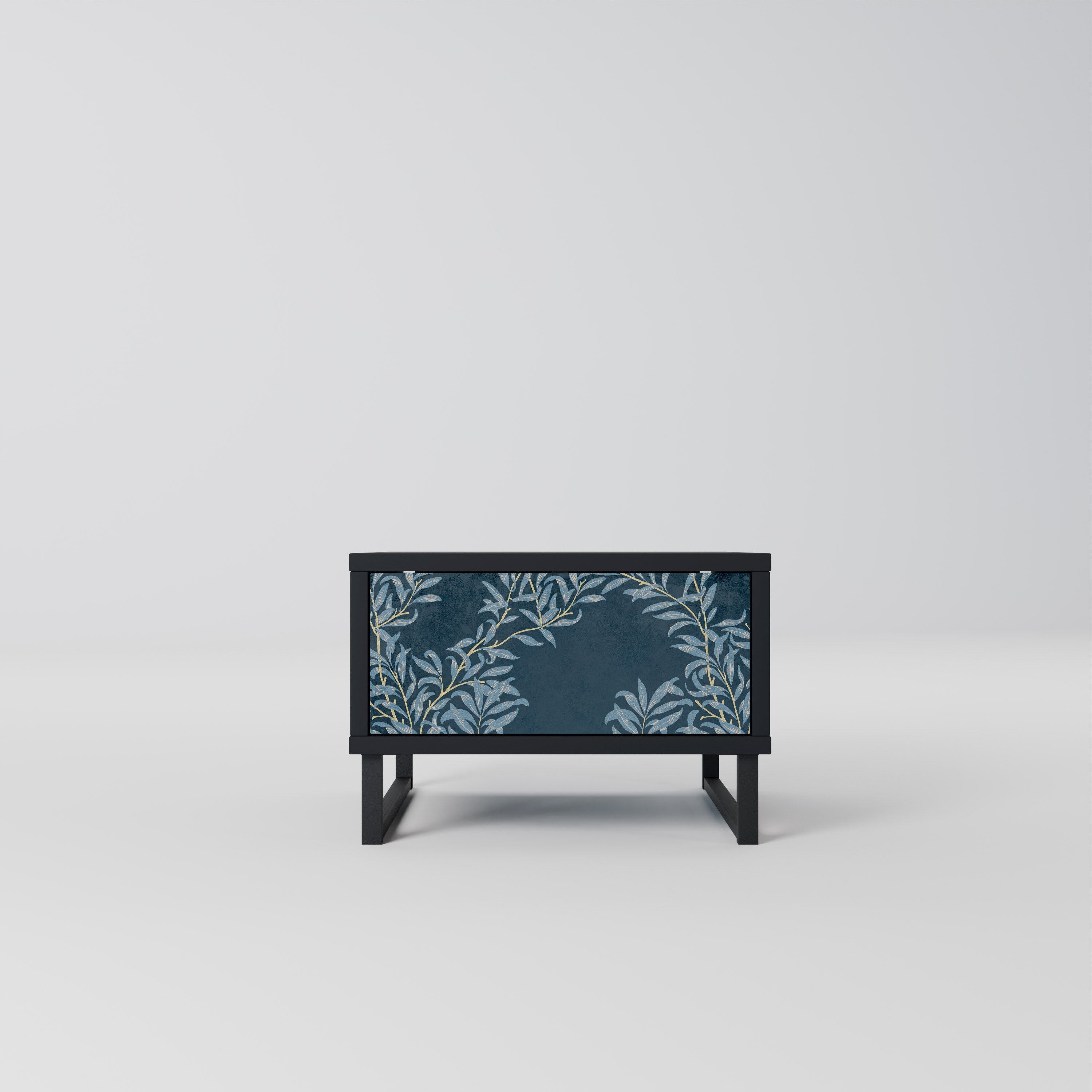BLUE LEAVES Nightstand in Black Finish