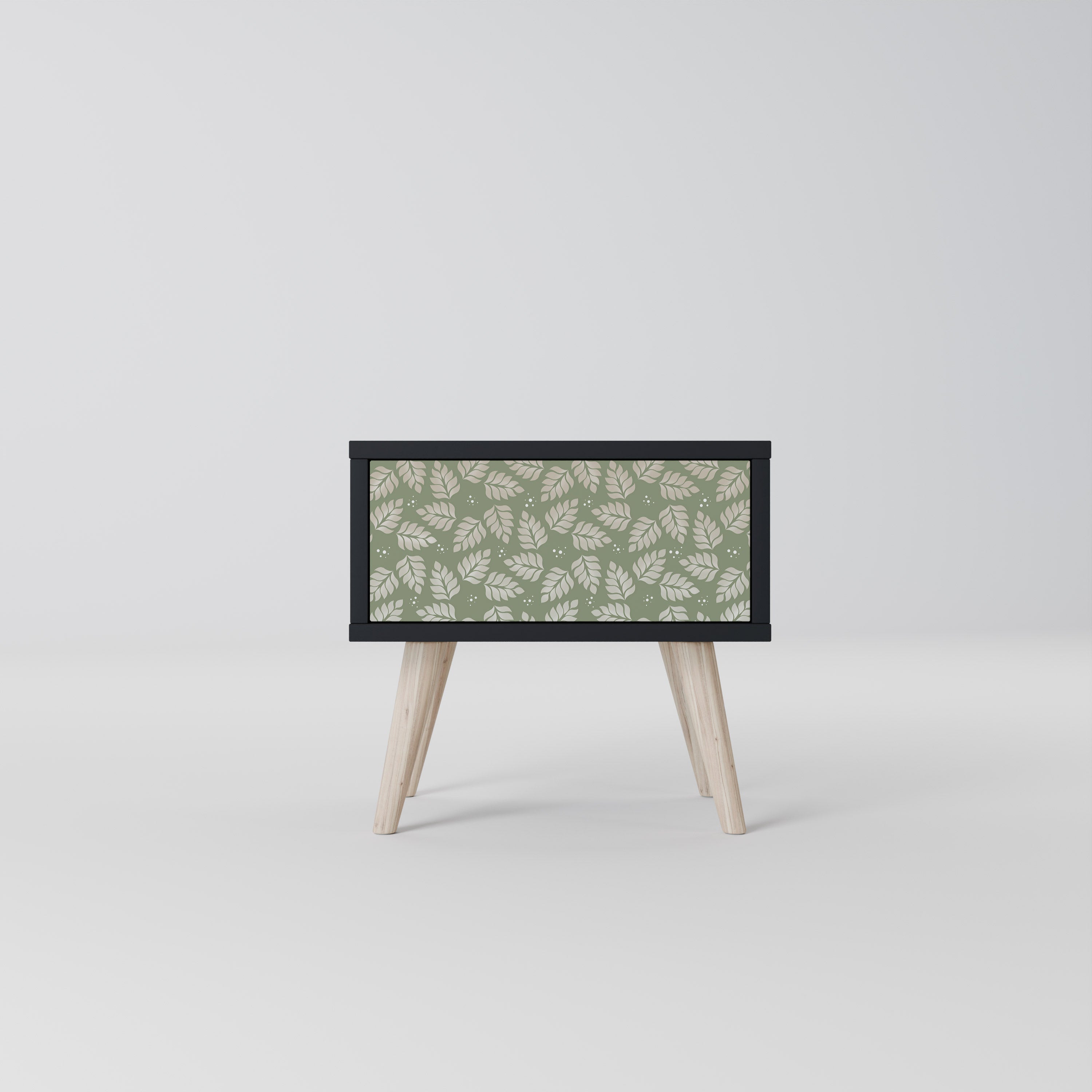 LEAVES ON GREEN Nightstand in Black Finish