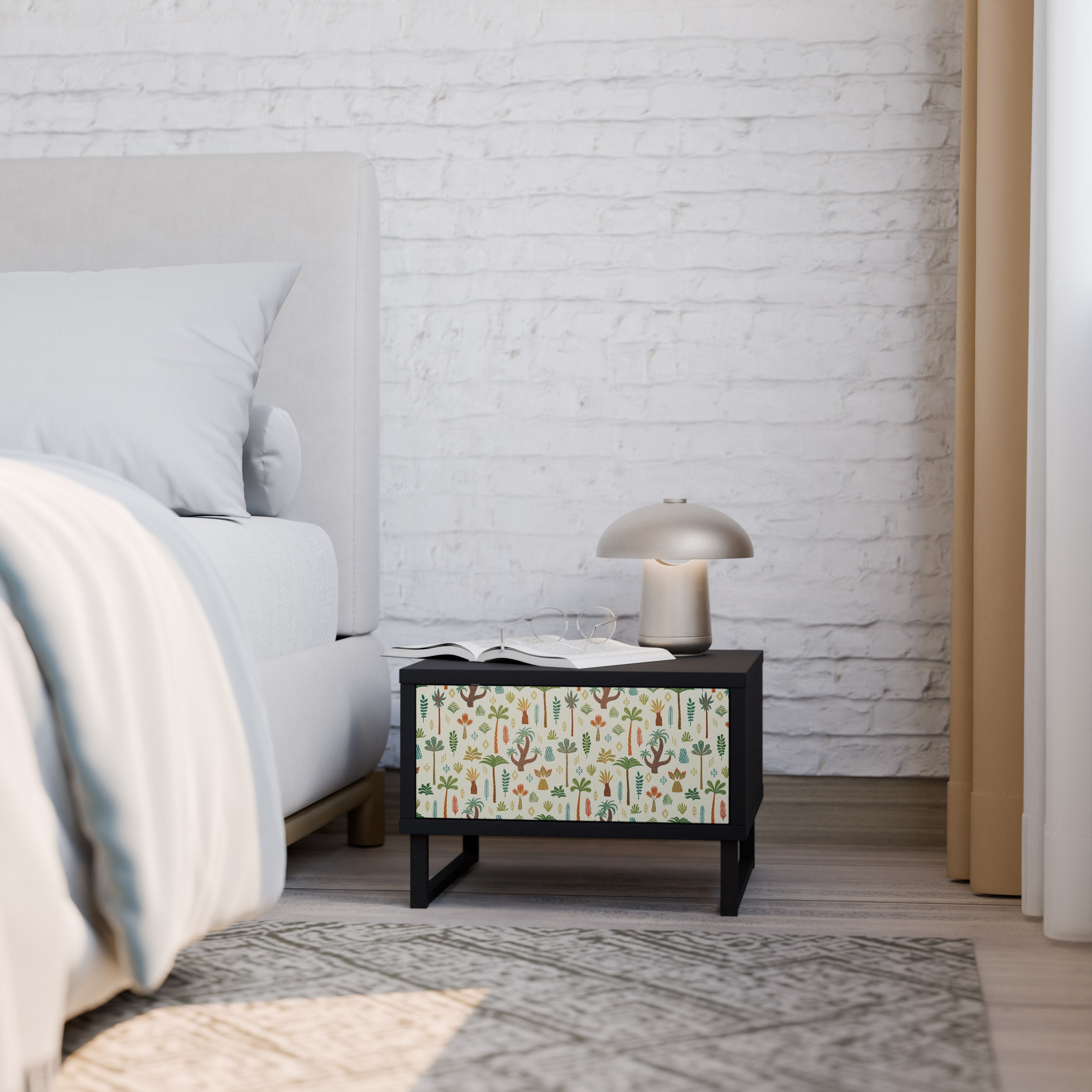 PALM SPRING Nightstand in Black Finish