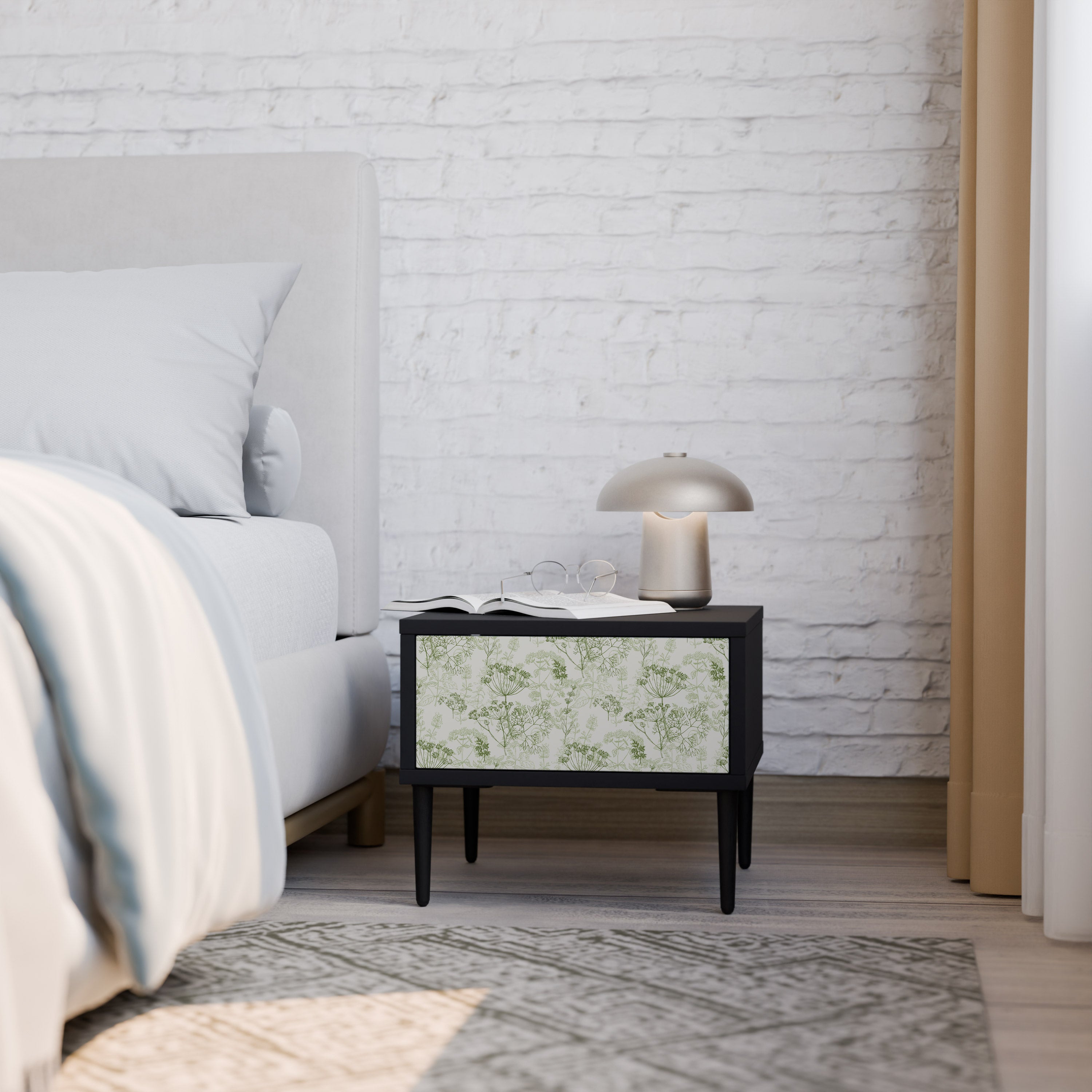 FENNEL BALDACHIN Nightstand in Black Finish