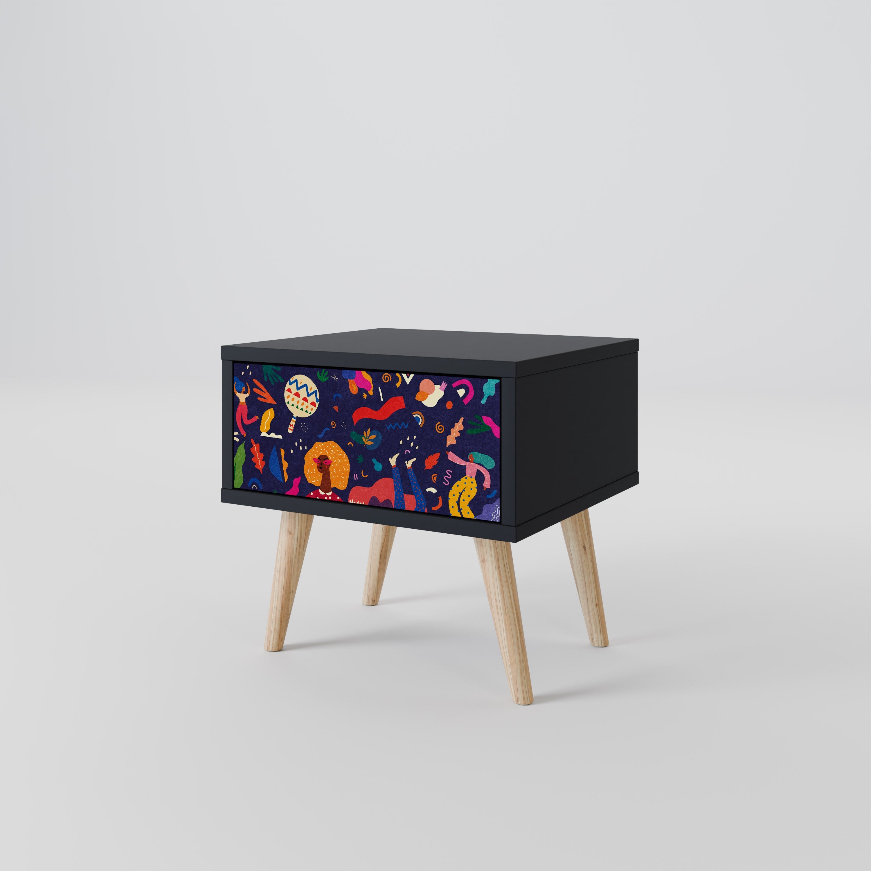 FESTIVE PLEASURES Nightstand in Black Finish