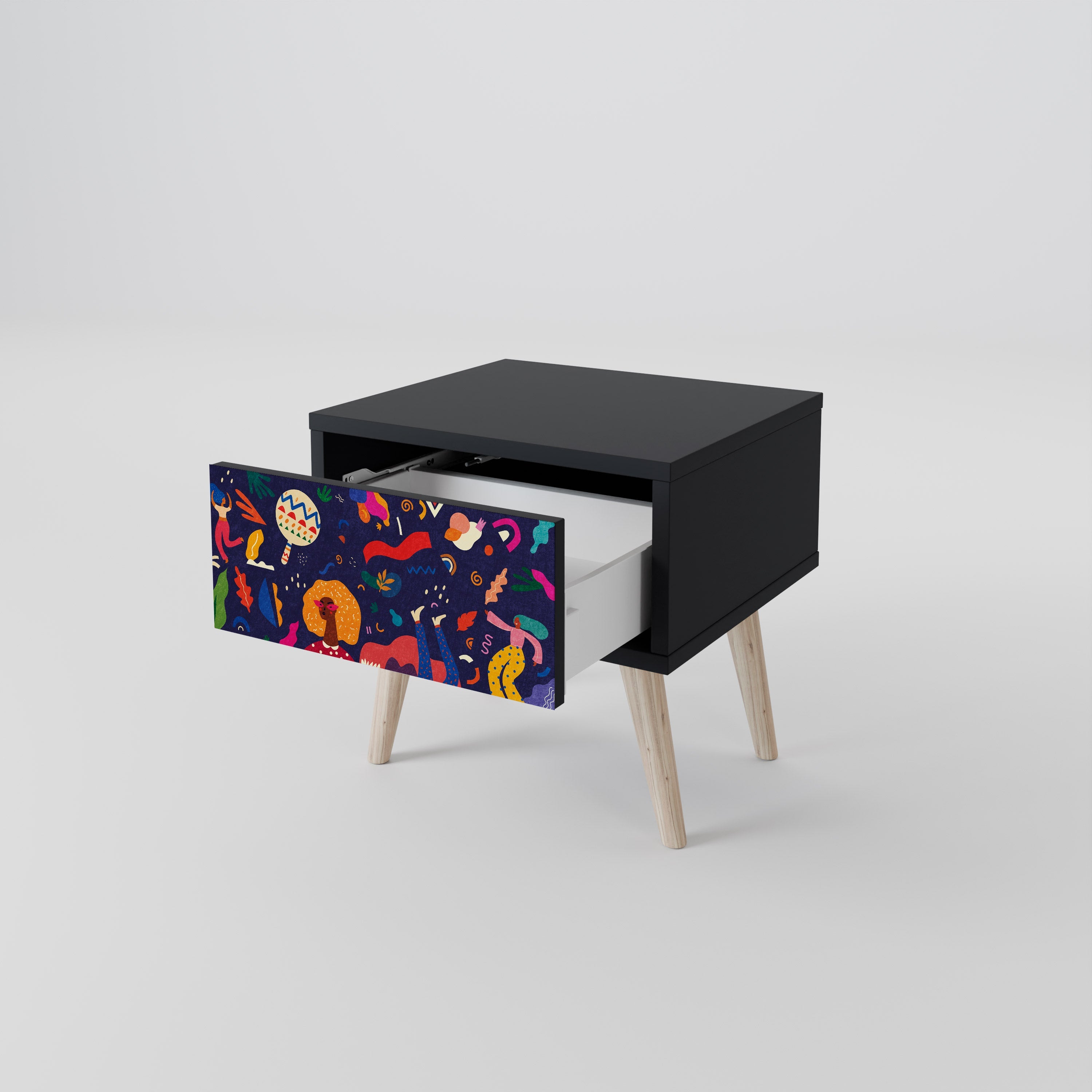 FESTIVE PLEASURES Nightstand in Black Finish