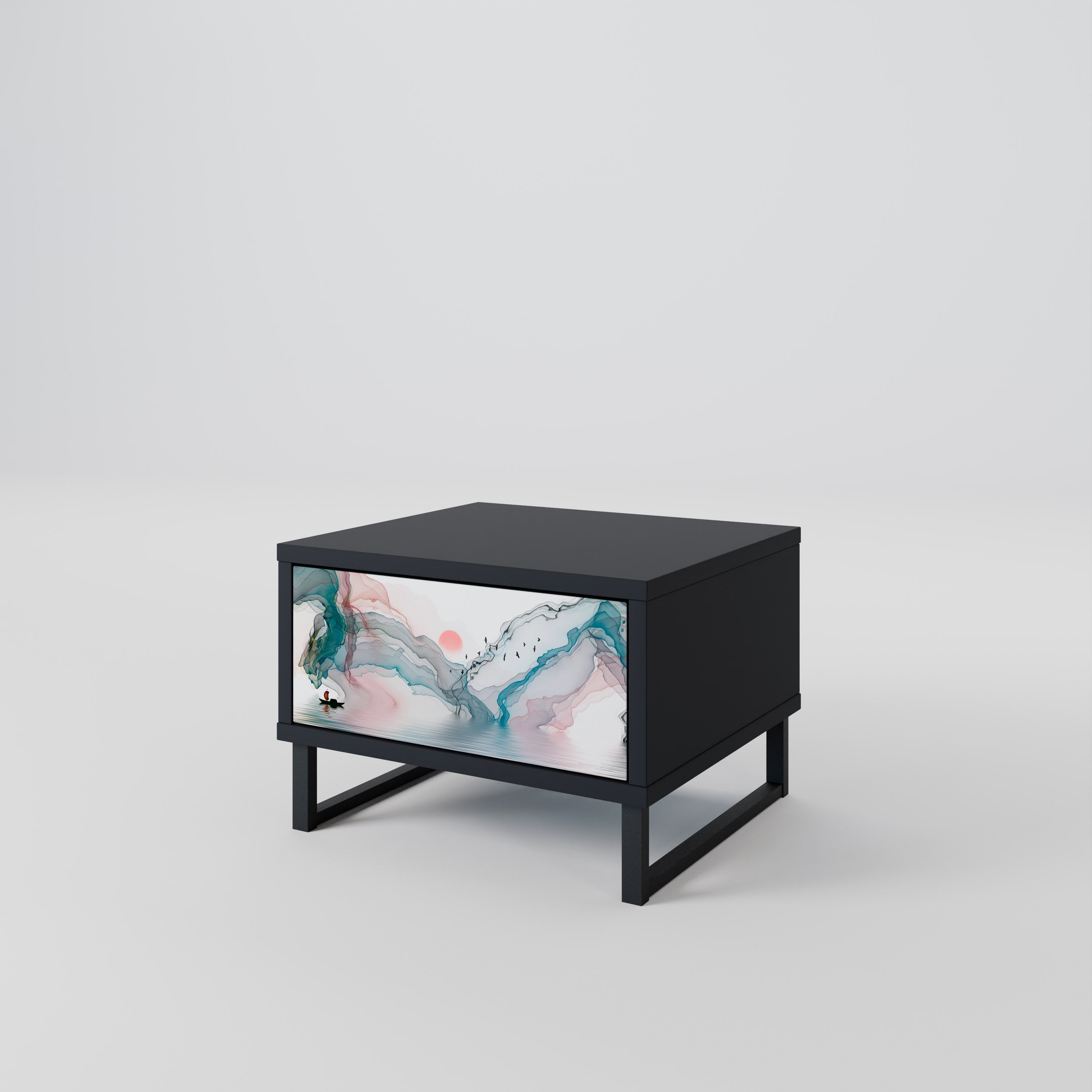 VELVET CROSSING Nightstand in Black Finish